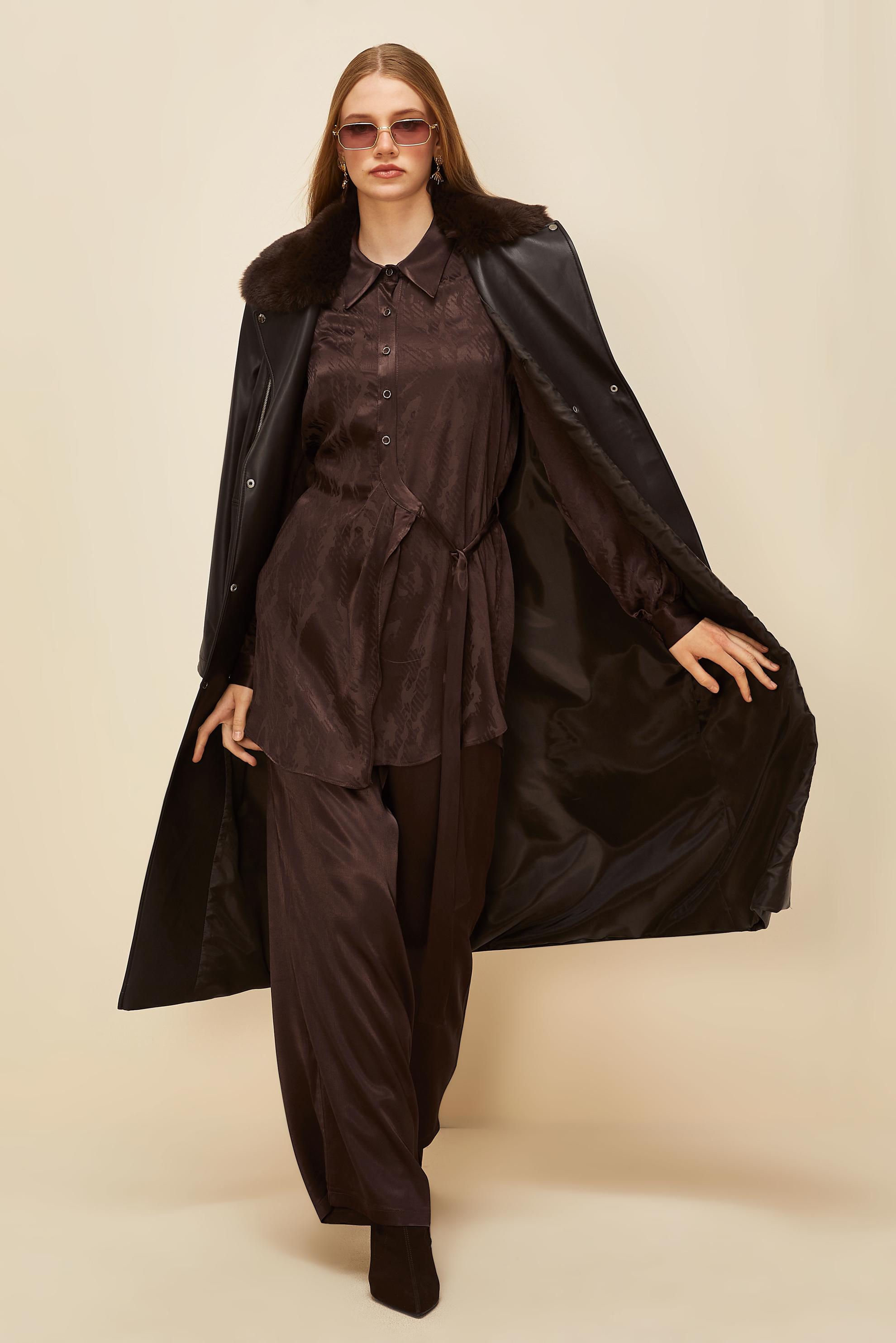 Vêtements hijab BRUN COSTUME PANTALON EN SATIN 46075