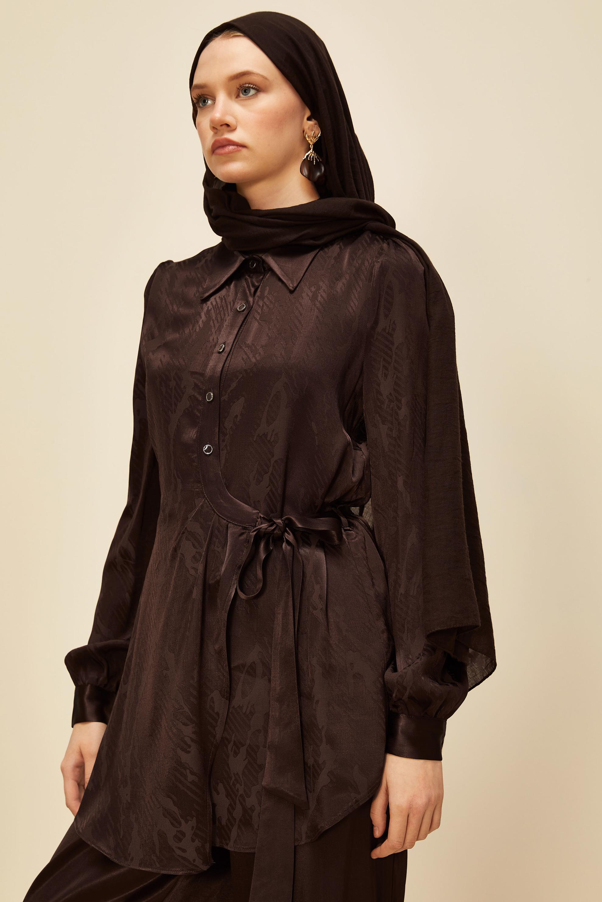 Vêtements hijab BRUN COSTUME PANTALON EN SATIN 46075