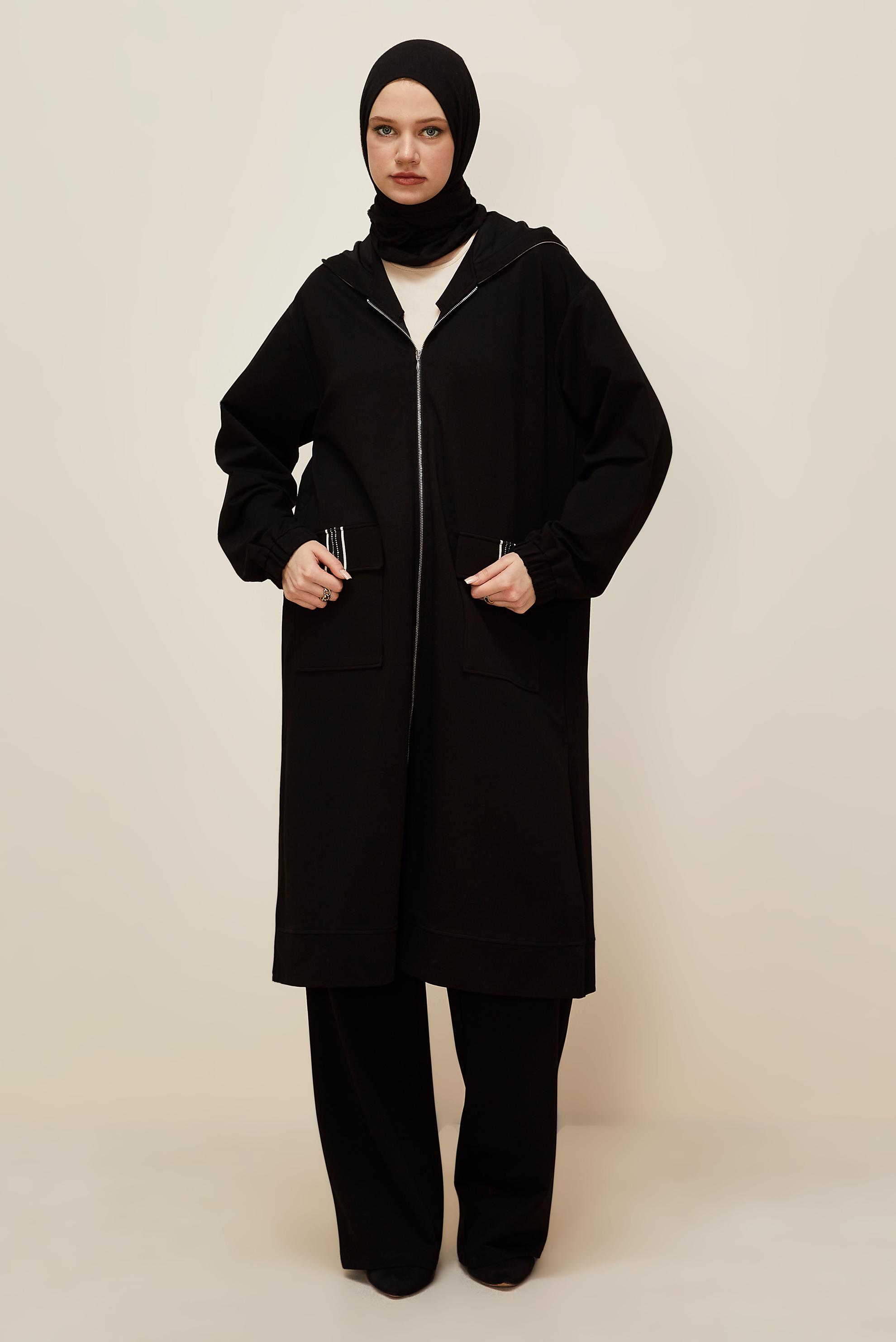 Tesettür giyim SİYAH PANTOLONLU EŞOFMAN TAKIMI 46097