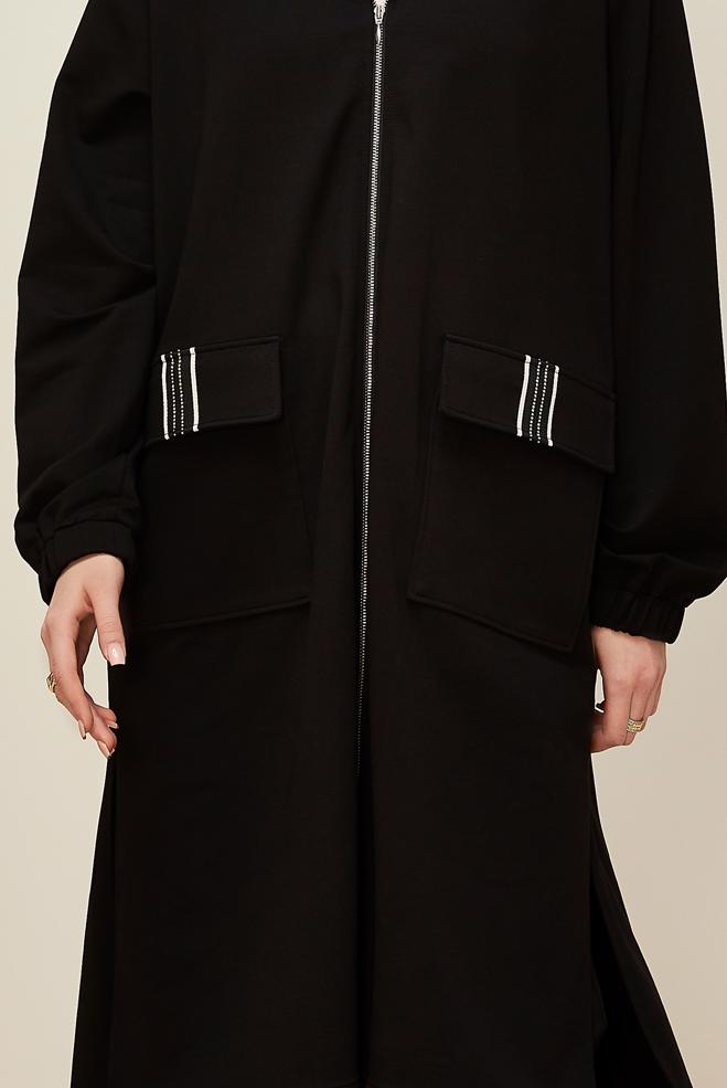 Vêtements hijab NOIR ENSEMBLE DE SURVÊTEMENT AVEC PANTALON 46097 - ALVİNA