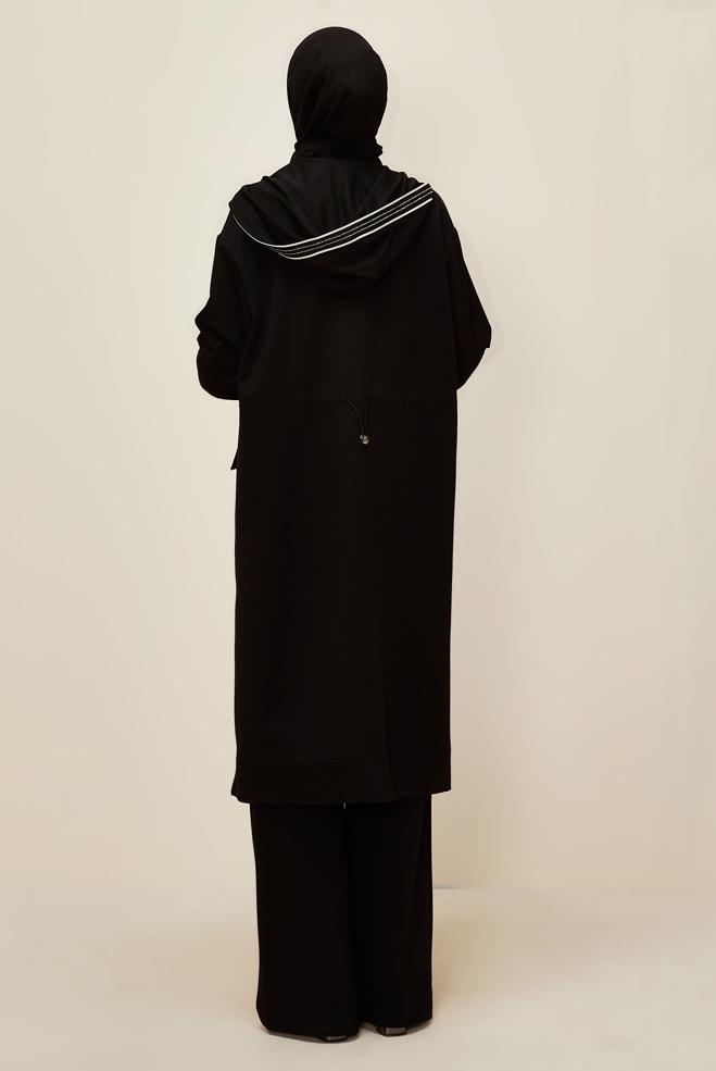 Vêtements hijab NOIR ENSEMBLE DE SURVÊTEMENT AVEC PANTALON 46097 - ALVİNA
