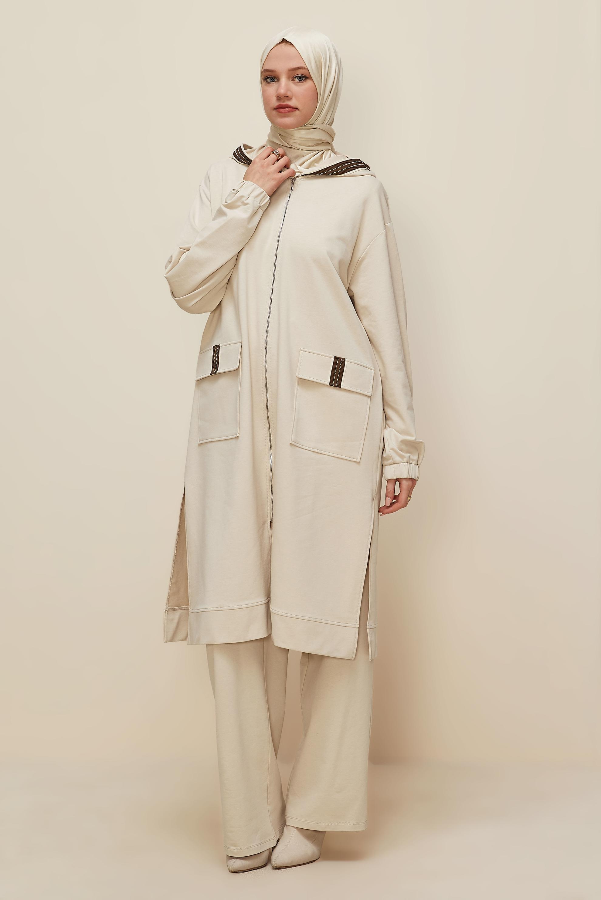 Tesettür giyim BEJ PANTOLONLU EŞOFMAN TAKIMI 46097