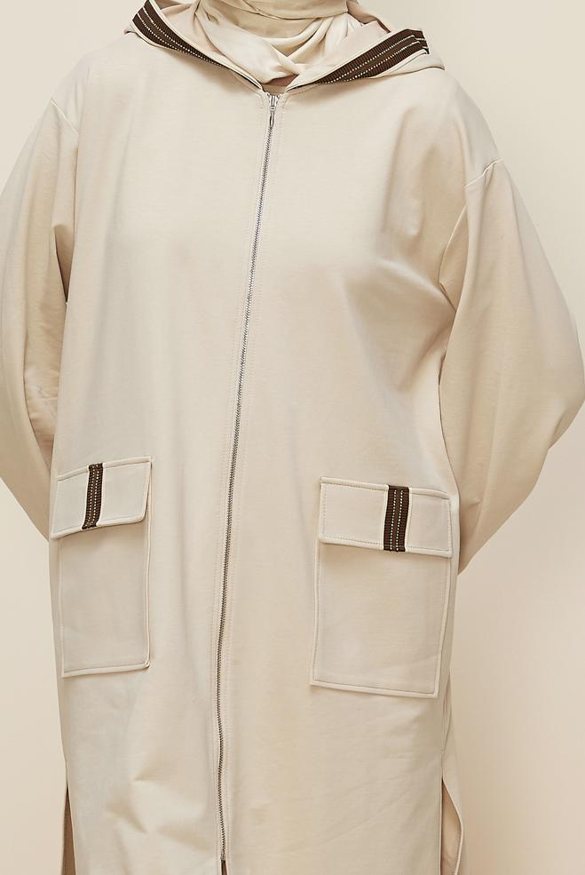 Vêtements hijab BEIGE ENSEMBLE DE SURVÊTEMENT AVEC PANTALON 46097 - ALVİNA