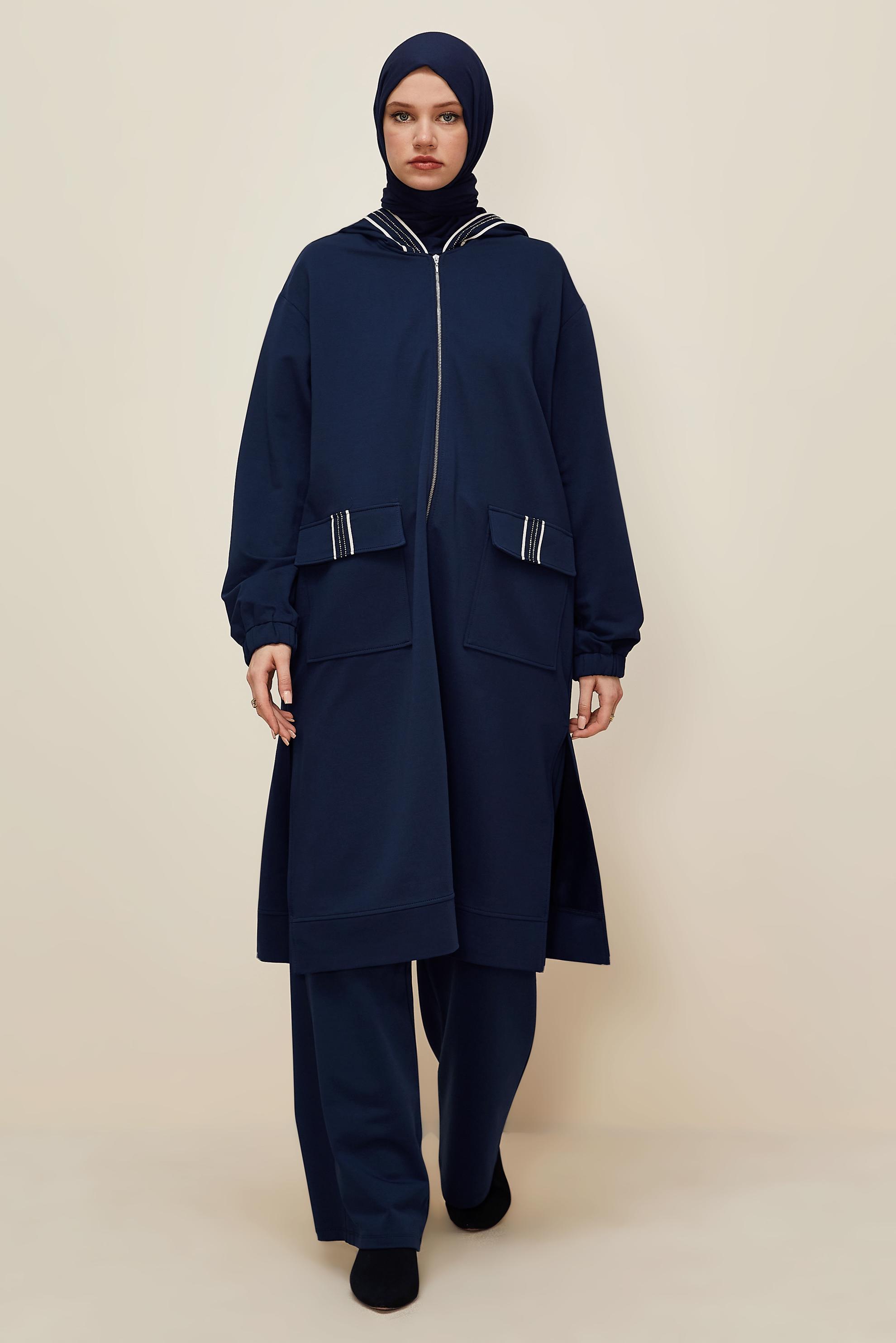 Tesettür giyim LACİVERT PANTOLONLU EŞOFMAN TAKIMI 46097