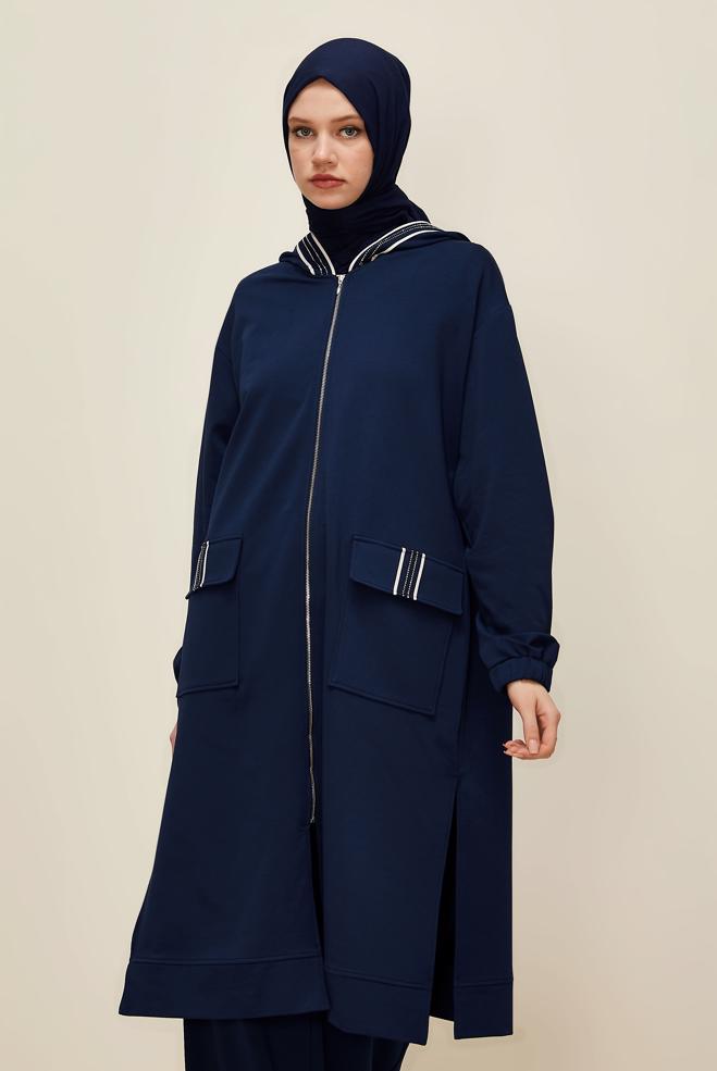 Vêtements hijab BLEU MARINE ENSEMBLE DE SURVÊTEMENT AVEC PANTALON 46097 - ALVİNA