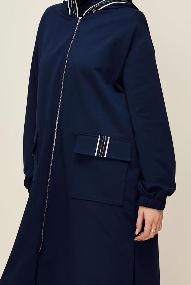 Vêtements hijab BLEU MARINE ENSEMBLE DE SURVÊTEMENT AVEC PANTALON 46097 - ALVİNA