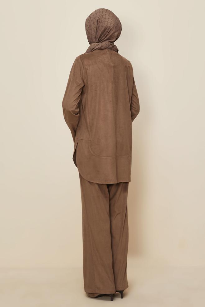 Hijab clothing MINK SUEDE PANTSUIT 46119 - ALVİNA