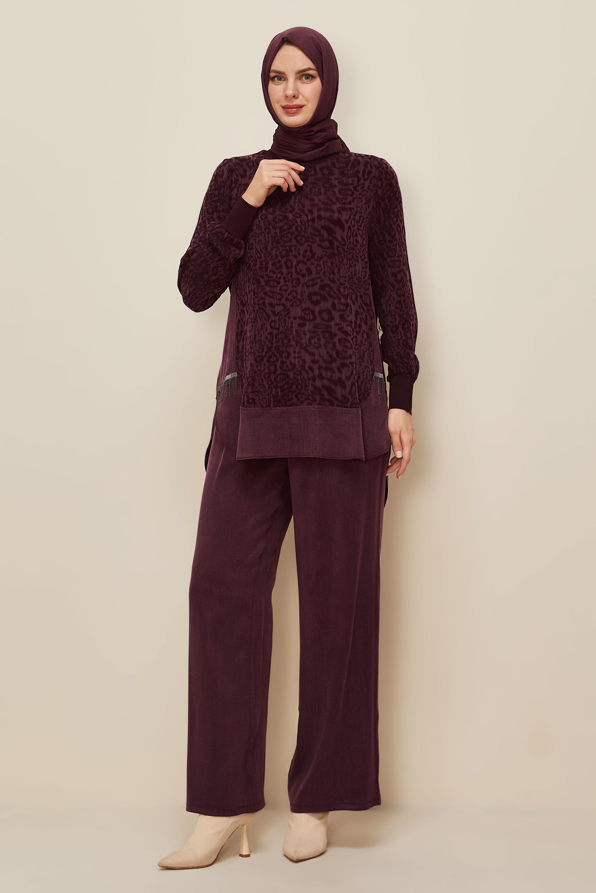 Tesettür giyim BORDO 46127 CUPRO 2305 2 Lİ PANT.TK 38-46 TEK40