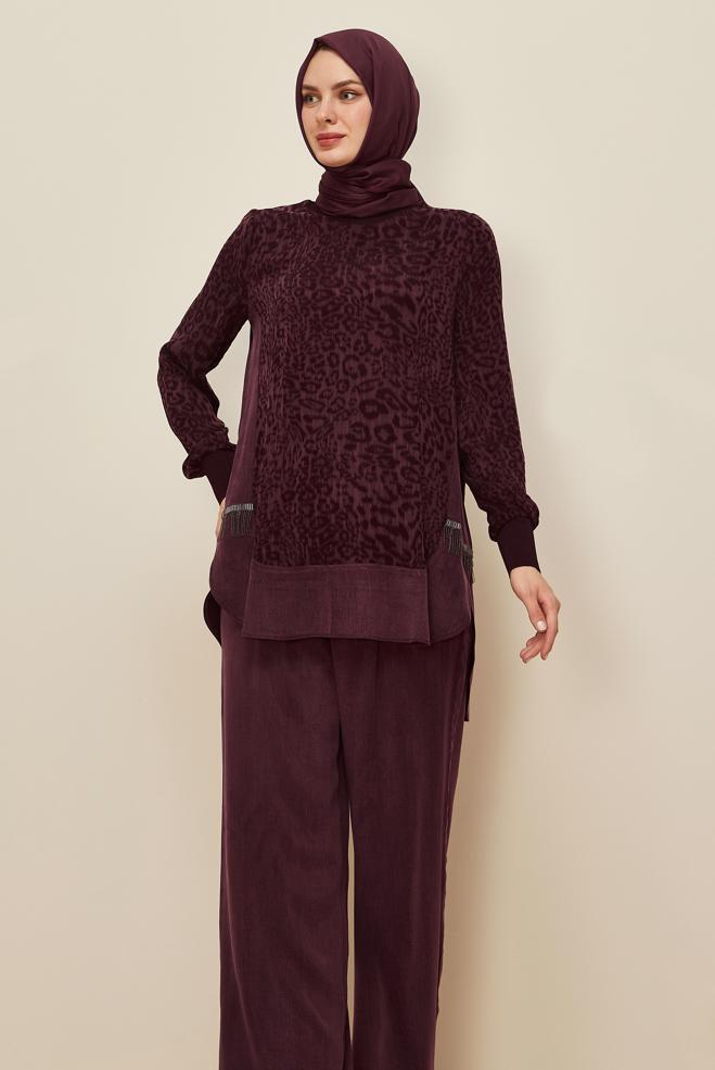 Tesettür giyim BORDO 46127 CUPRO 2305 2 Lİ PANT.TK 38-46 TEK40 - ALVİNA