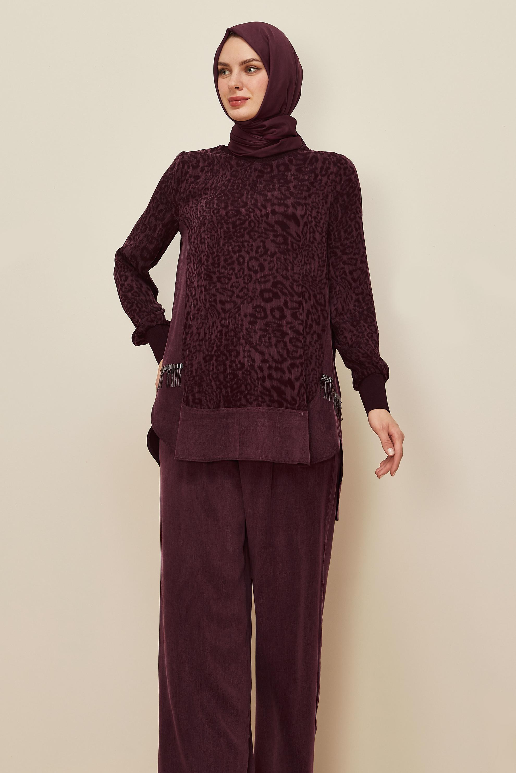 Tesettür giyim BORDO 46127 CUPRO 2305 2 Lİ PANT.TK 38-46 TEK40