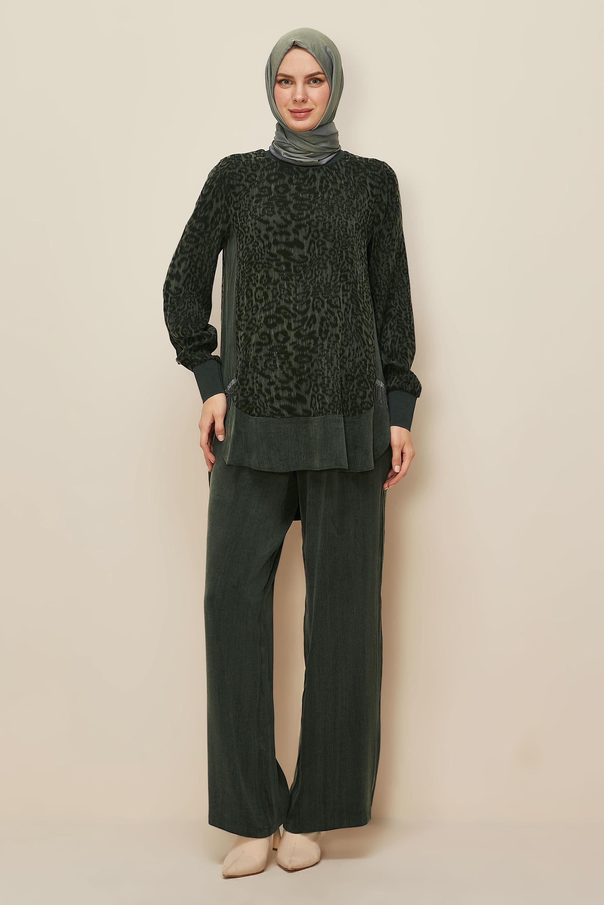 Tesettür giyim HAKİ 46127 CUPRO 2305 2 Lİ PANT.TK 38-46 TEK40