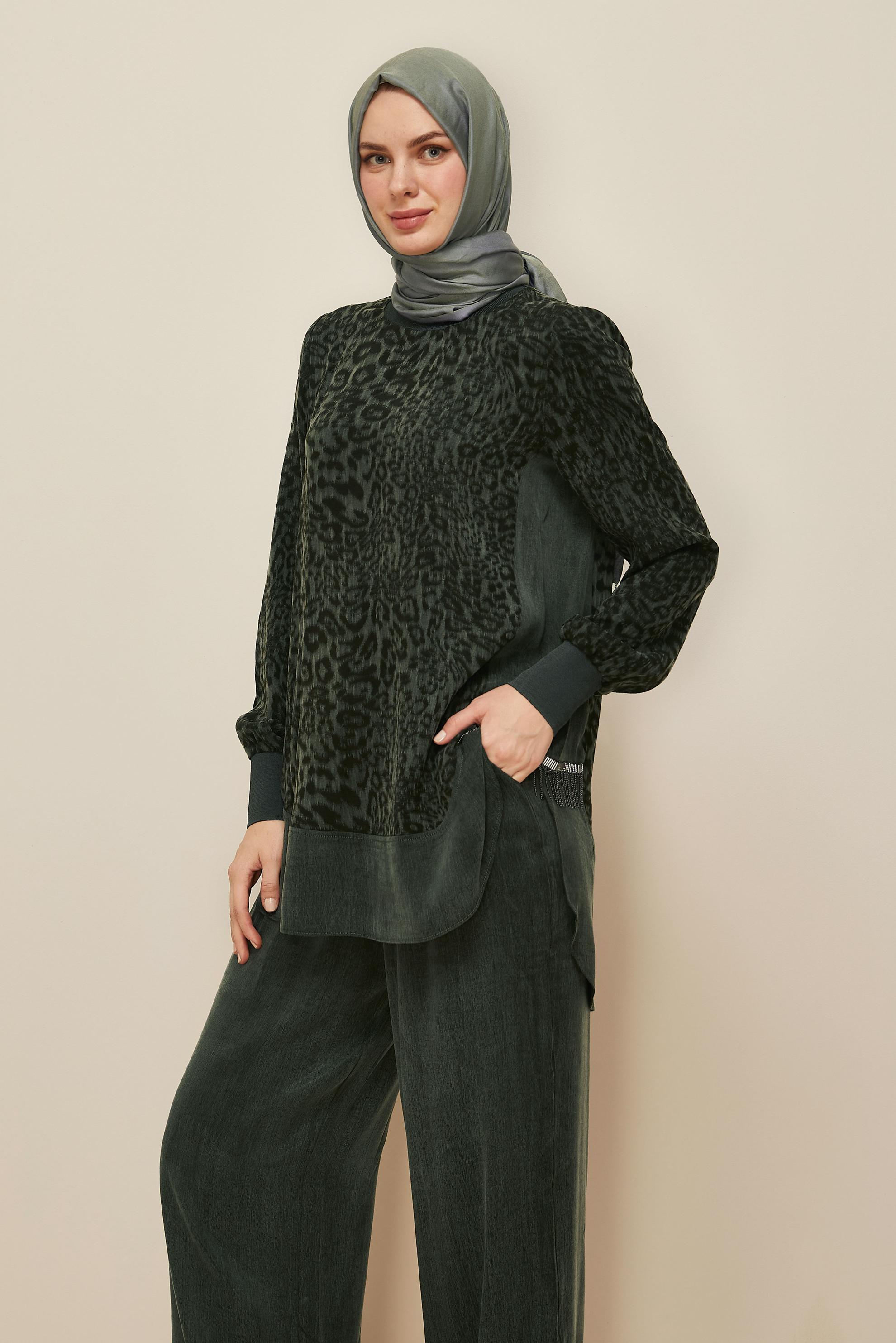 Tesettür giyim HAKİ 46127 CUPRO 2305 2 Lİ PANT.TK 38-46 TEK40