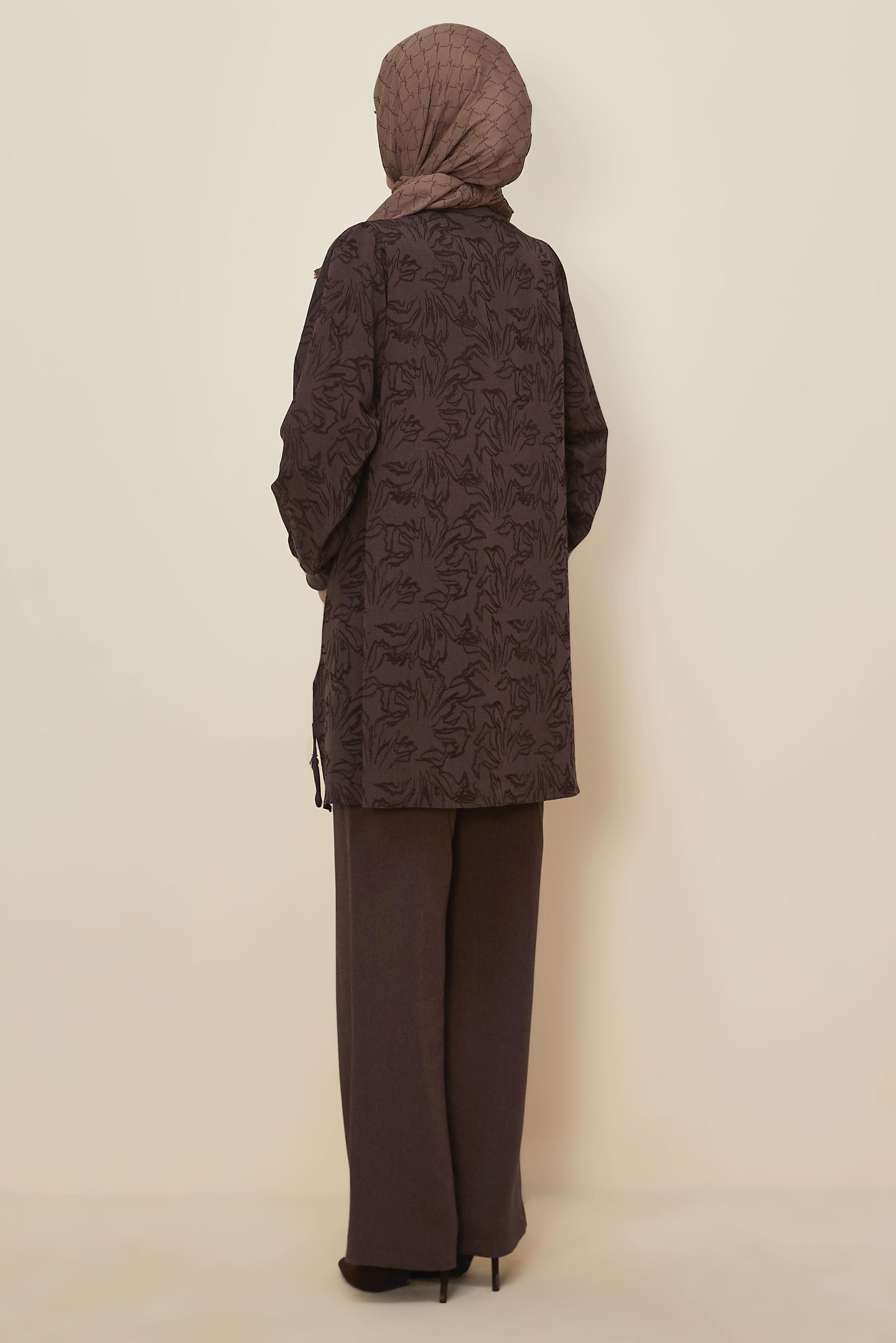 Hijab clothing BROWN LEOPARD PATTERNED PANTSUIT 46127