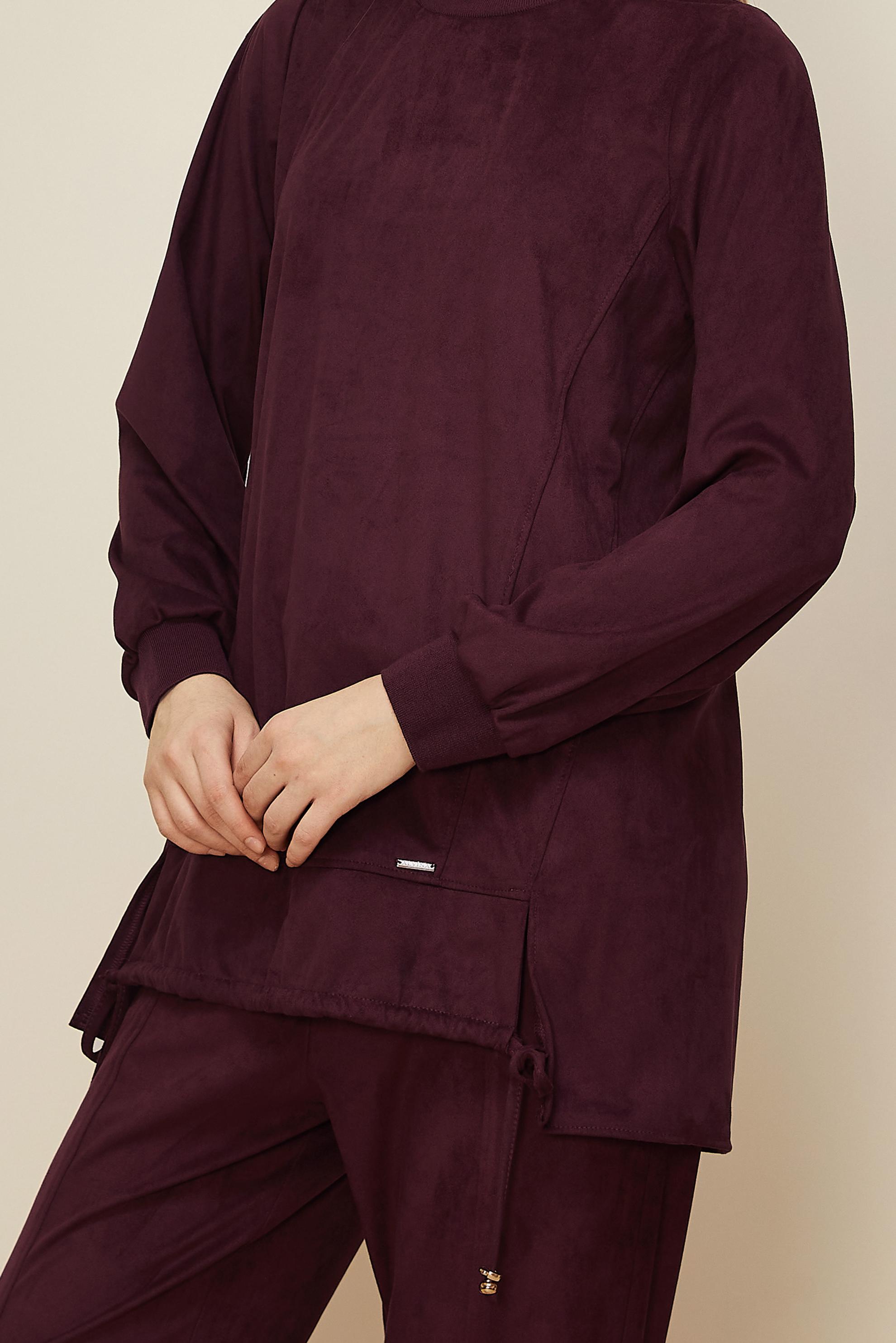 Hijab clothing CLARET RED SUEDE PANTSUIT 46134