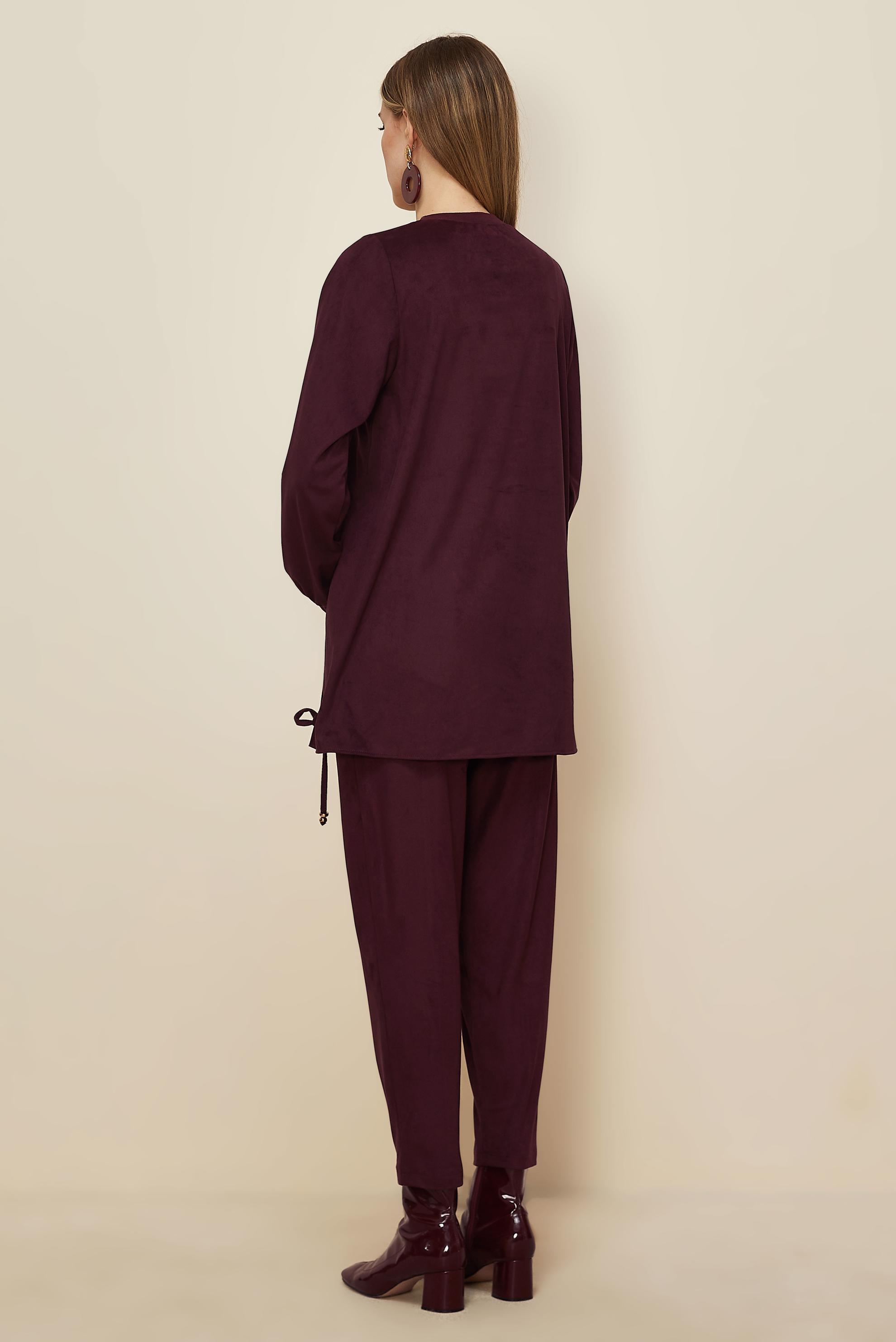 Hijab clothing CLARET RED SUEDE PANTSUIT 46134
