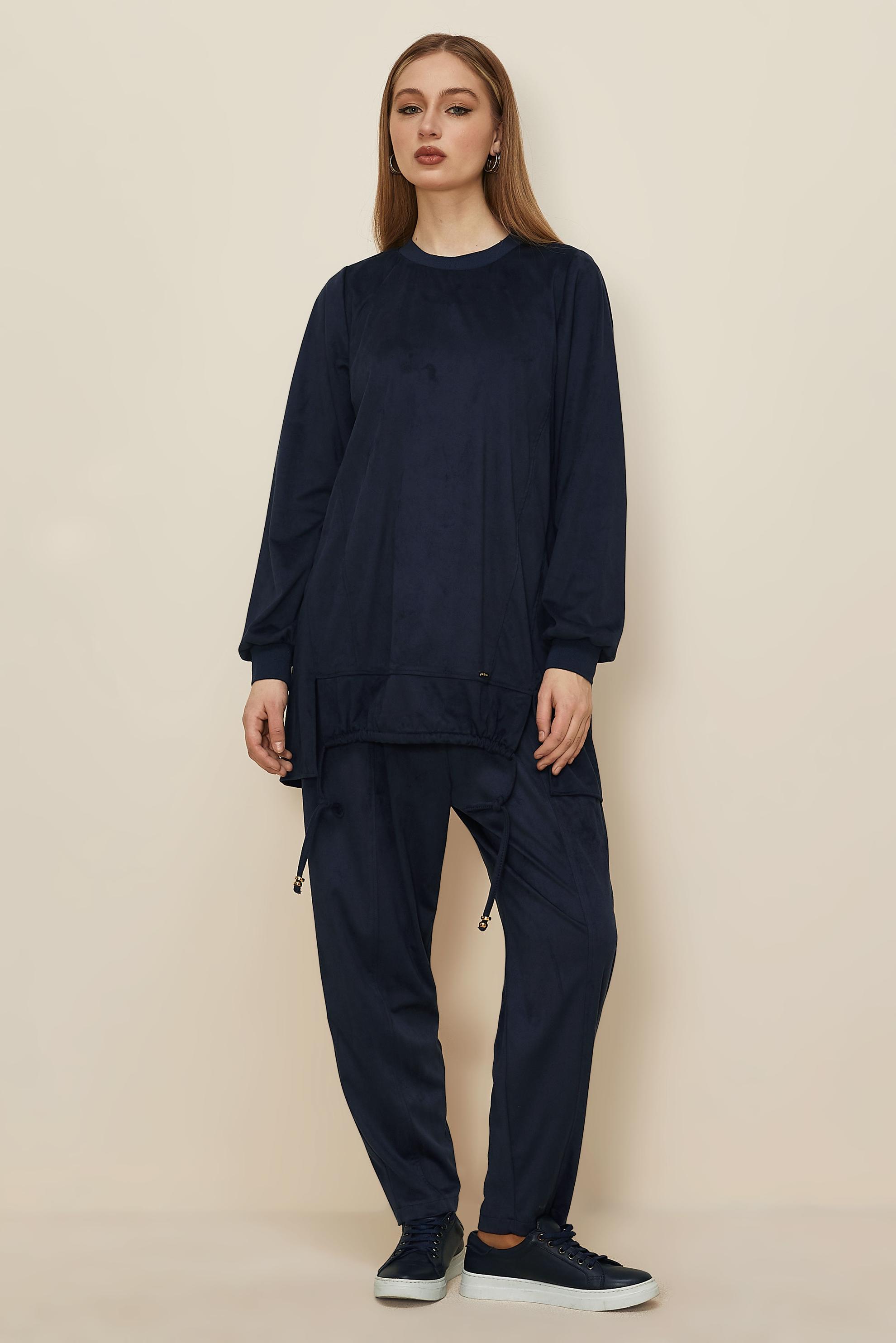 Hijab clothing NAVY BLUE SUEDE PANTSUIT 46134