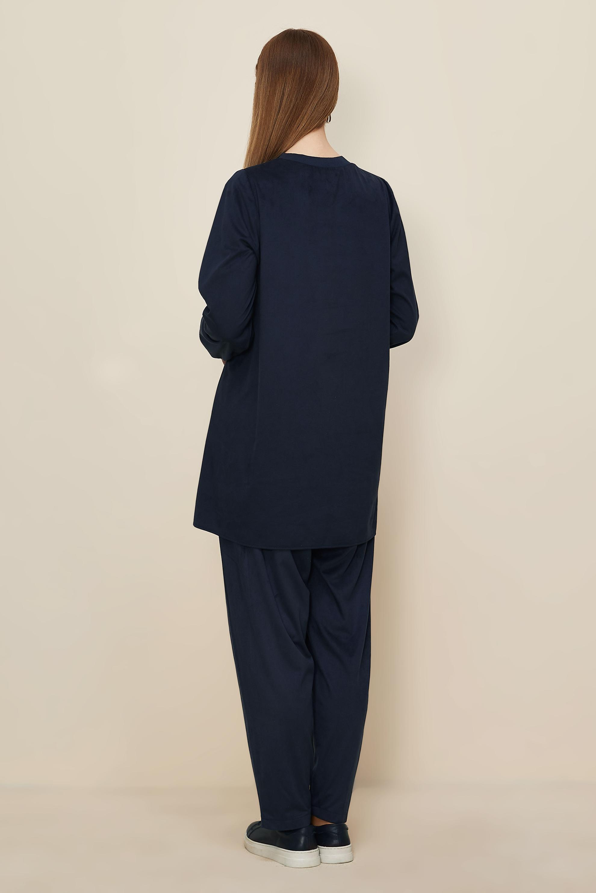Hijab clothing NAVY BLUE SUEDE PANTSUIT 46134