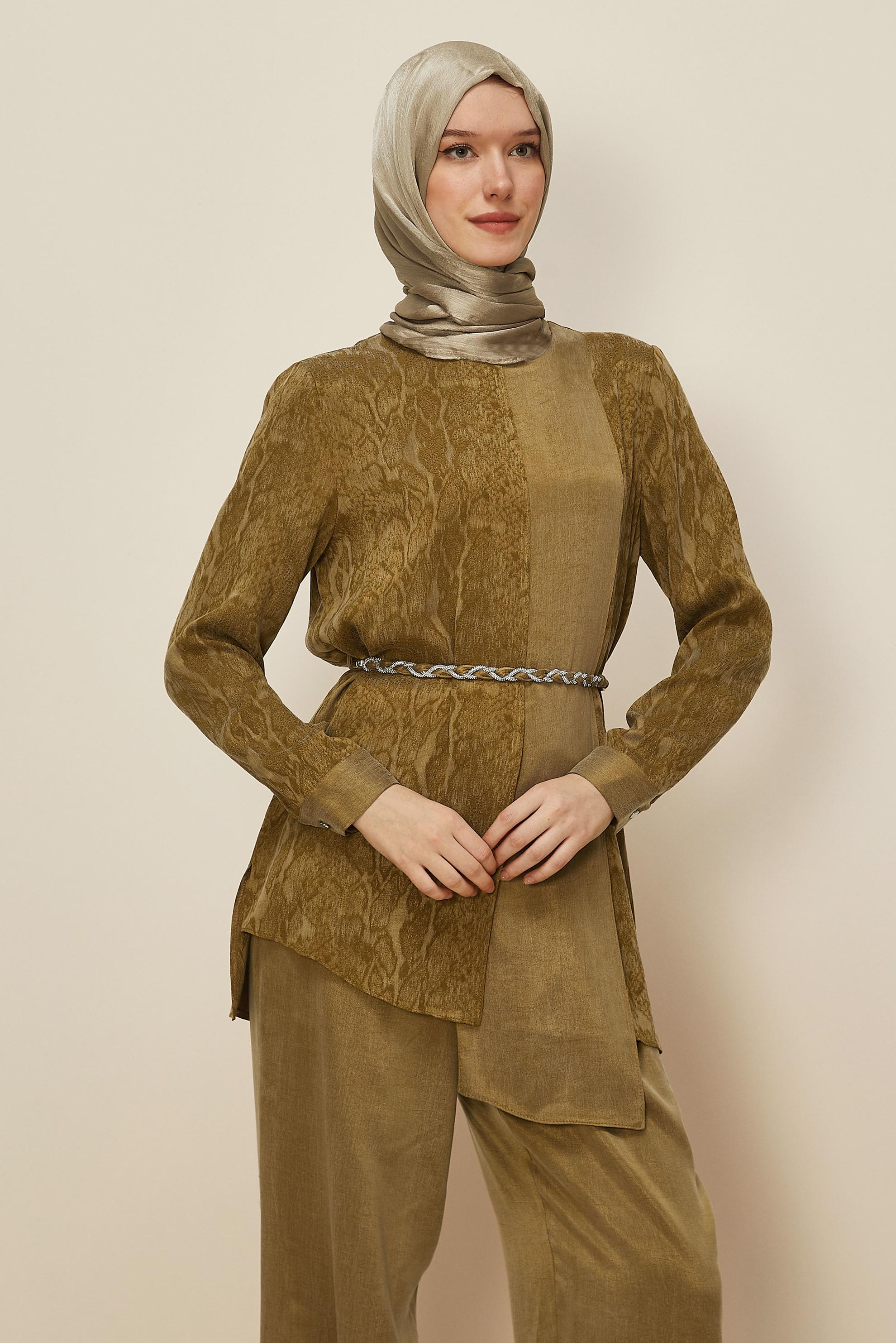 Hijab clothing YELLOW BELTED PANTSUIT 46139