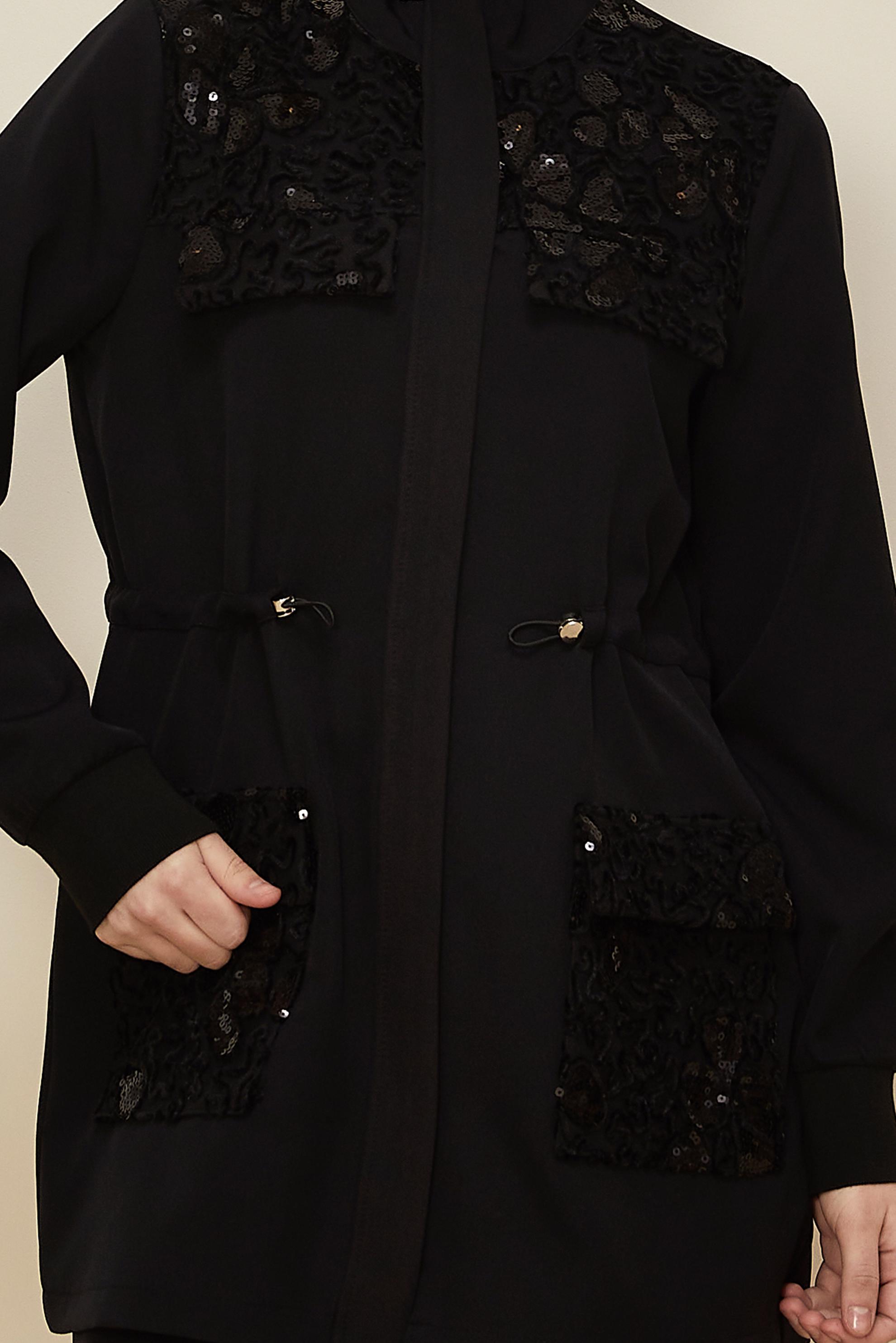 Tesettür giyim SİYAH PANTOLONLU PUL İŞLEMELİ TAKIM 46165