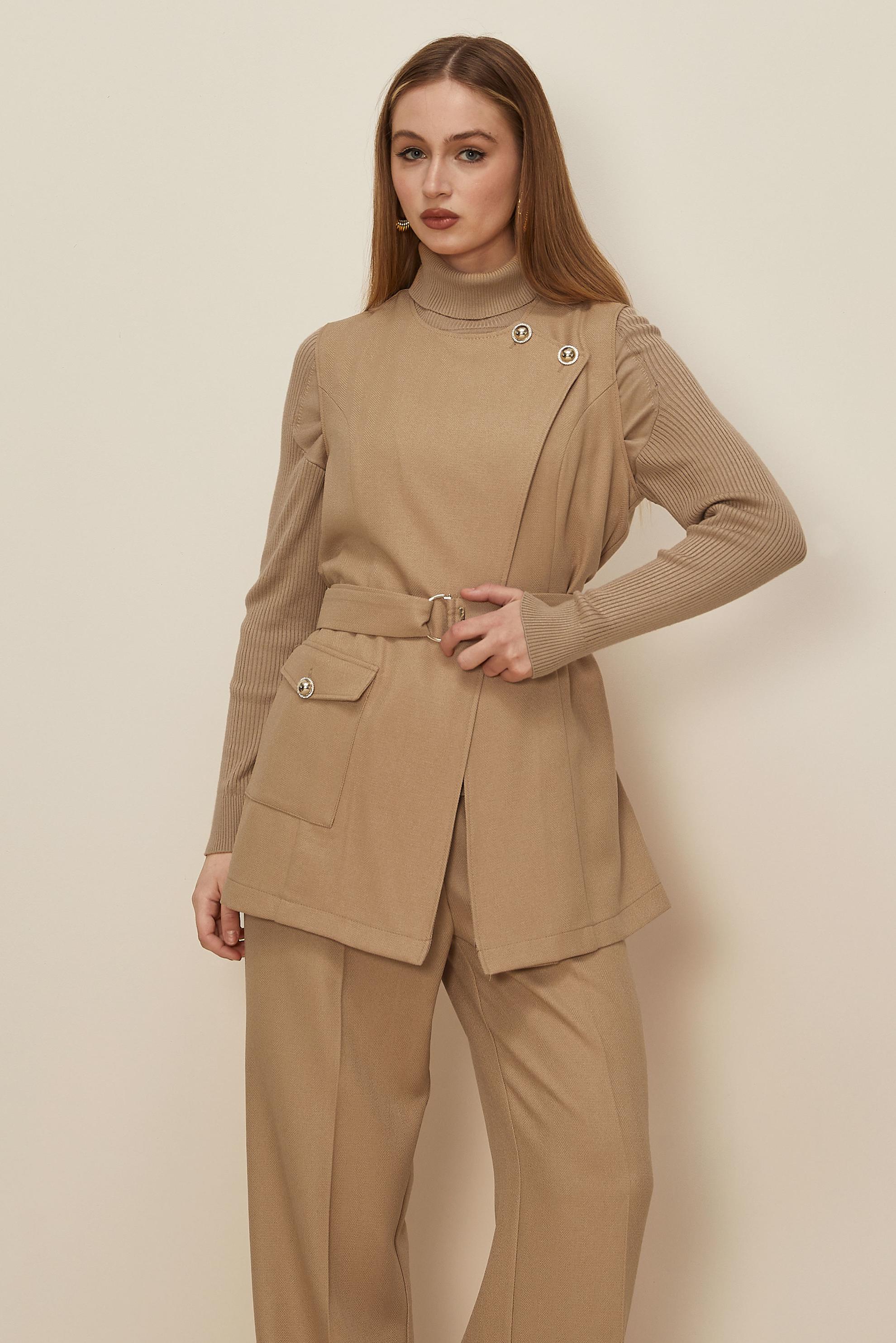 Hijab clothing BROWN BELTED PANTSUIT 46185