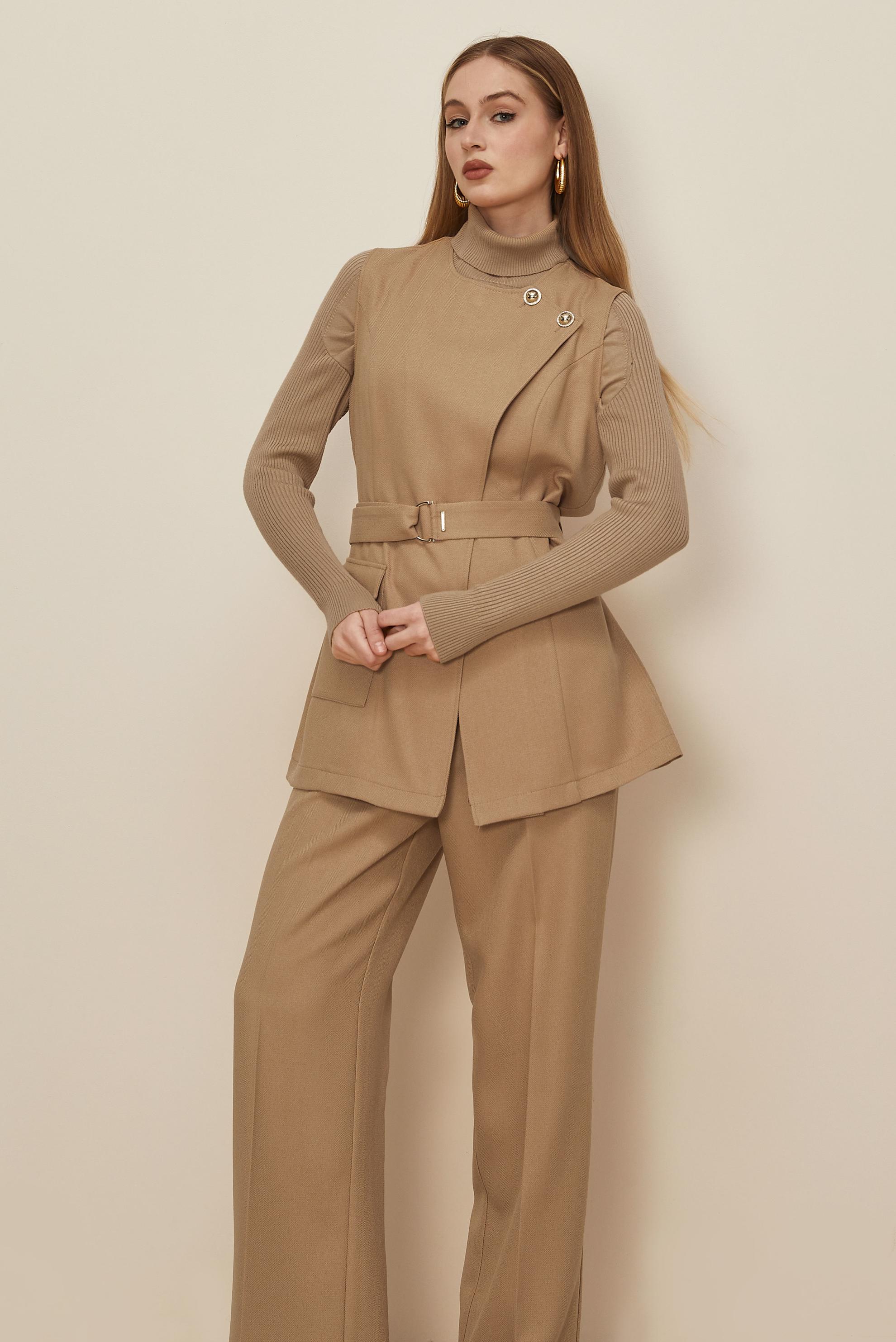Hijab clothing BROWN BELTED PANTSUIT 46185