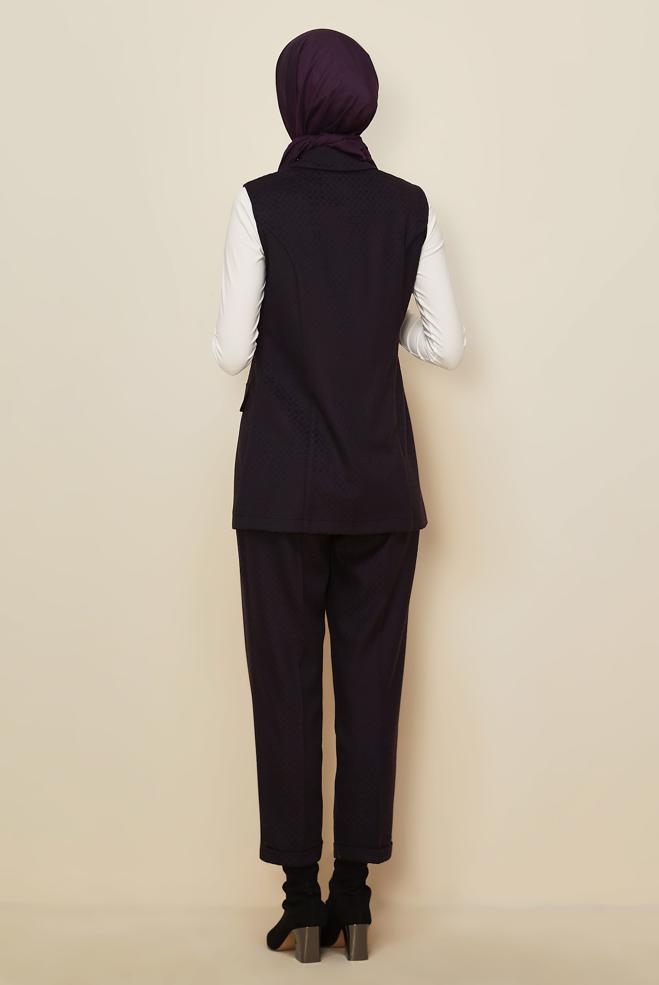 Hijab clothing NAVY BLUE DOUBLE-BREASTED PANTSUIT 46205 - ALVİNA