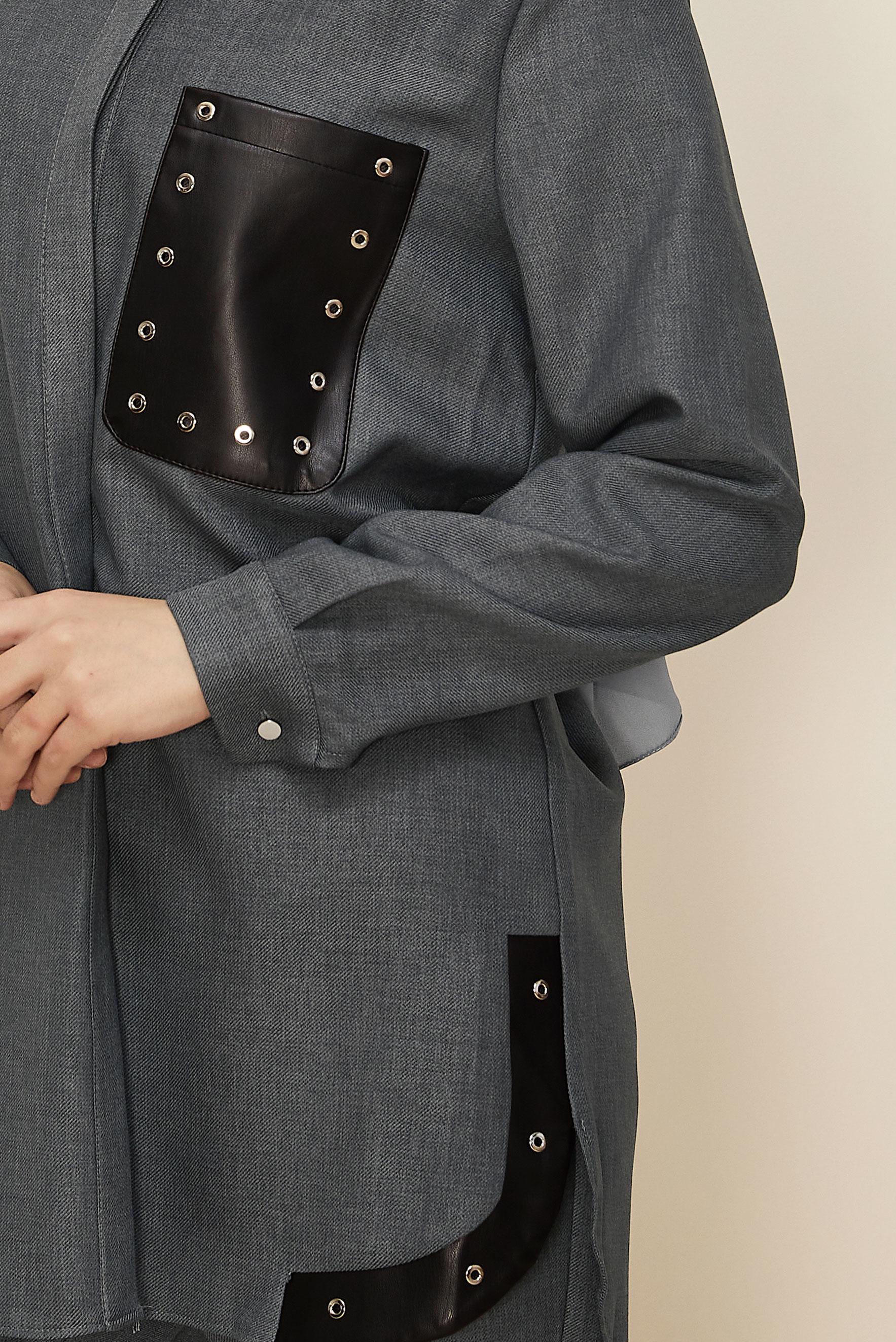 Tesettür giyim GRİ KUŞGÖZÜ DETAYLI PANTOLONLU TAKIM 46206