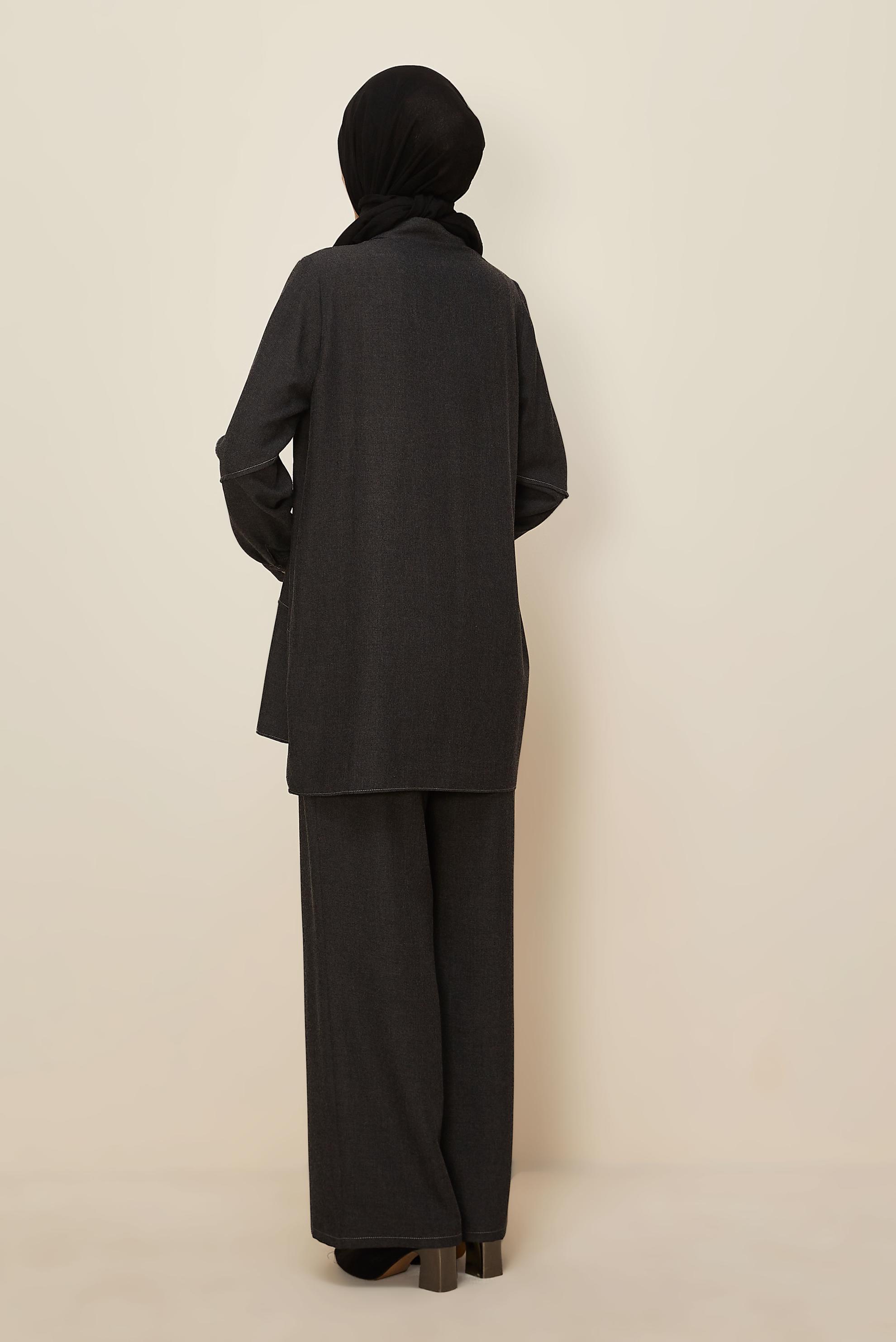 Hijab clothing BLACK SHIRT COLLAR PANTSUIT 46221