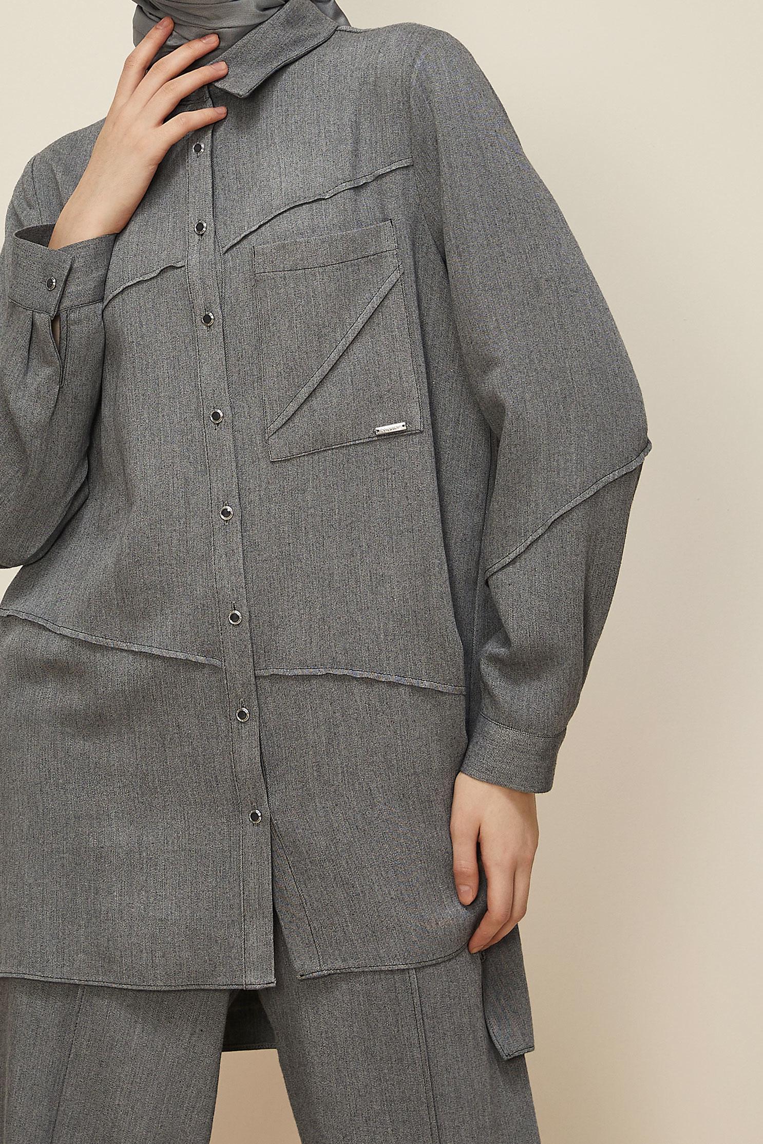 Hijab clothing GREY SHIRT COLLAR PANTSUIT 46221