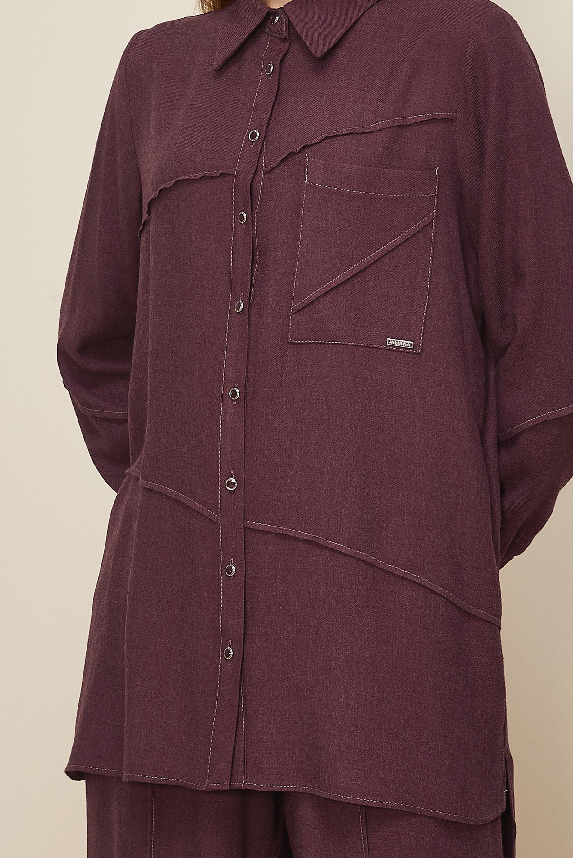 Hijab clothing CLARET RED SHIRT COLLAR PANTSUIT 46221