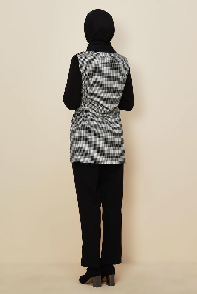 Tesettür giyim MAVİ PANTOLONLU KAZAYAĞI DESENLİ TAKIM 46232 - ALVİNA