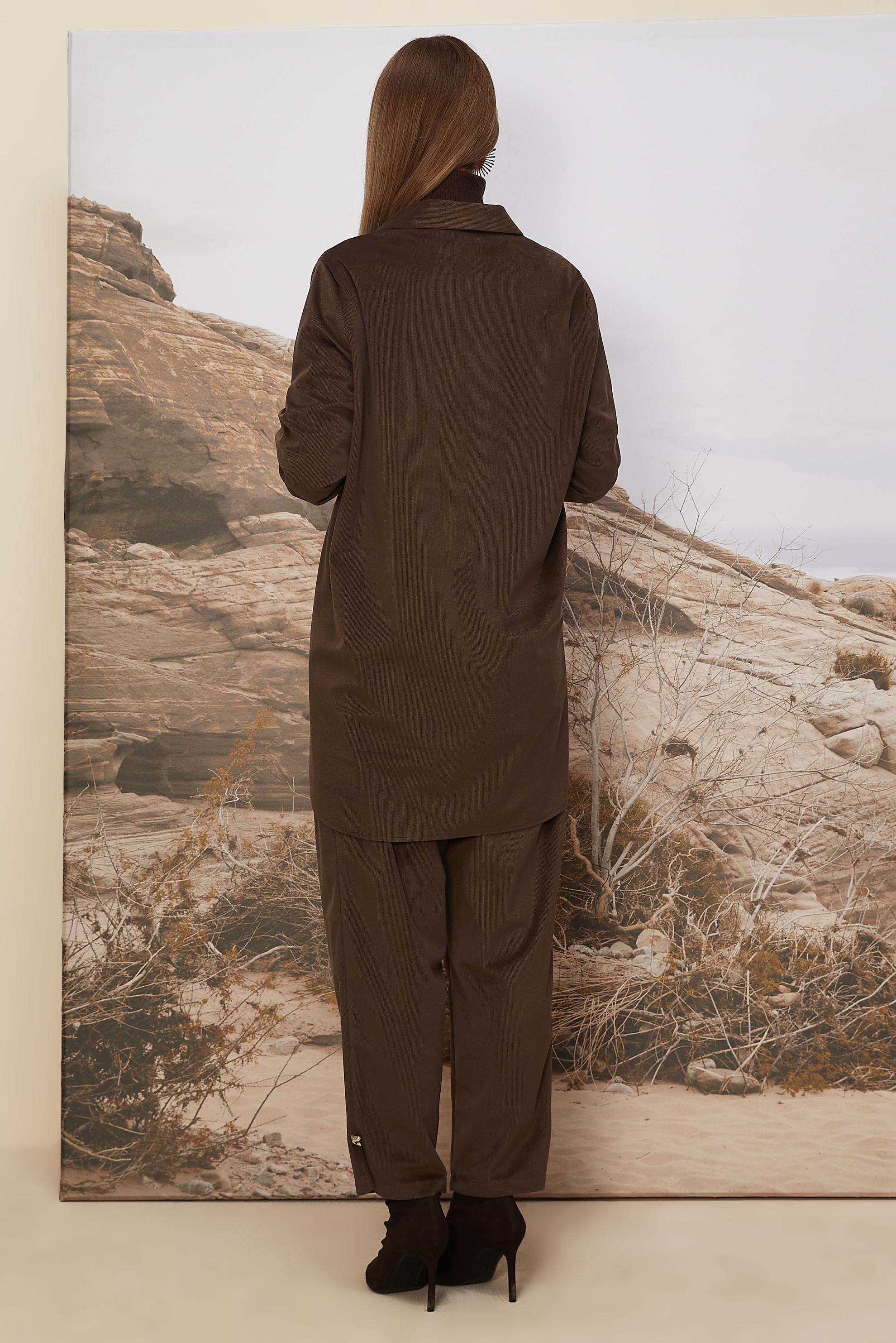 Hijab clothing BROWN VELVET PANTSUIT 46239