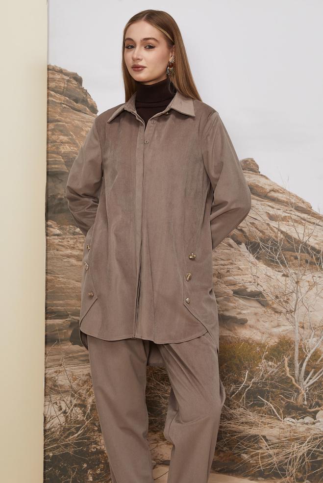 Hijab clothing MINK VELVET PANTSUIT 46239 - ALVİNA