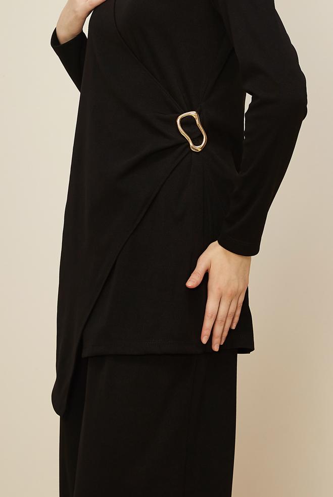 Hijab clothing BLACK ASYMMETRIC CUT PANTSUIT 46249 - ALVİNA