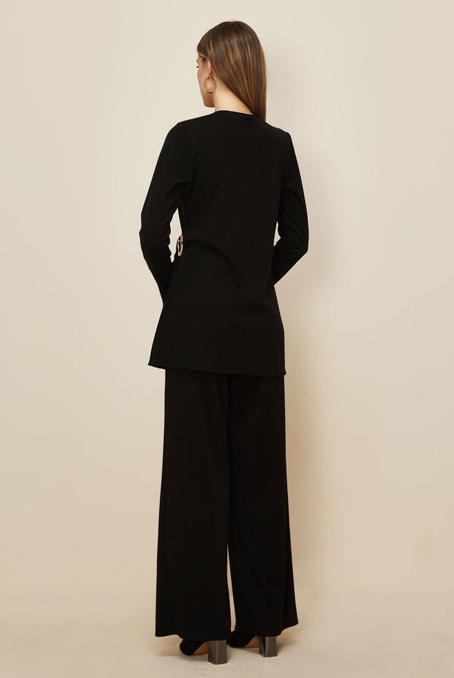 Hijab clothing BLACK ASYMMETRIC CUT PANTSUIT 46249 - ALVİNA