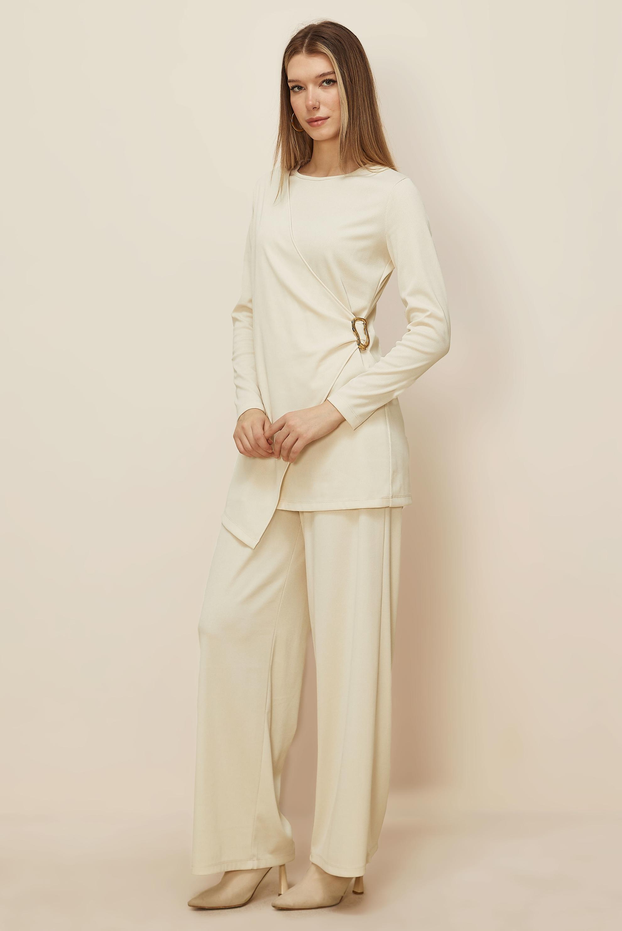Hijab clothing WHITE ASYMMETRIC CUT PANTSUIT 46249