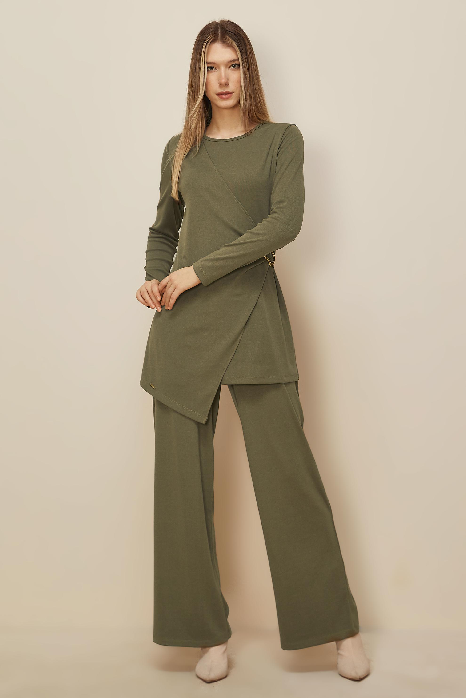 Hijab clothing KHAKI ASYMMETRIC CUT PANTSUIT 46249