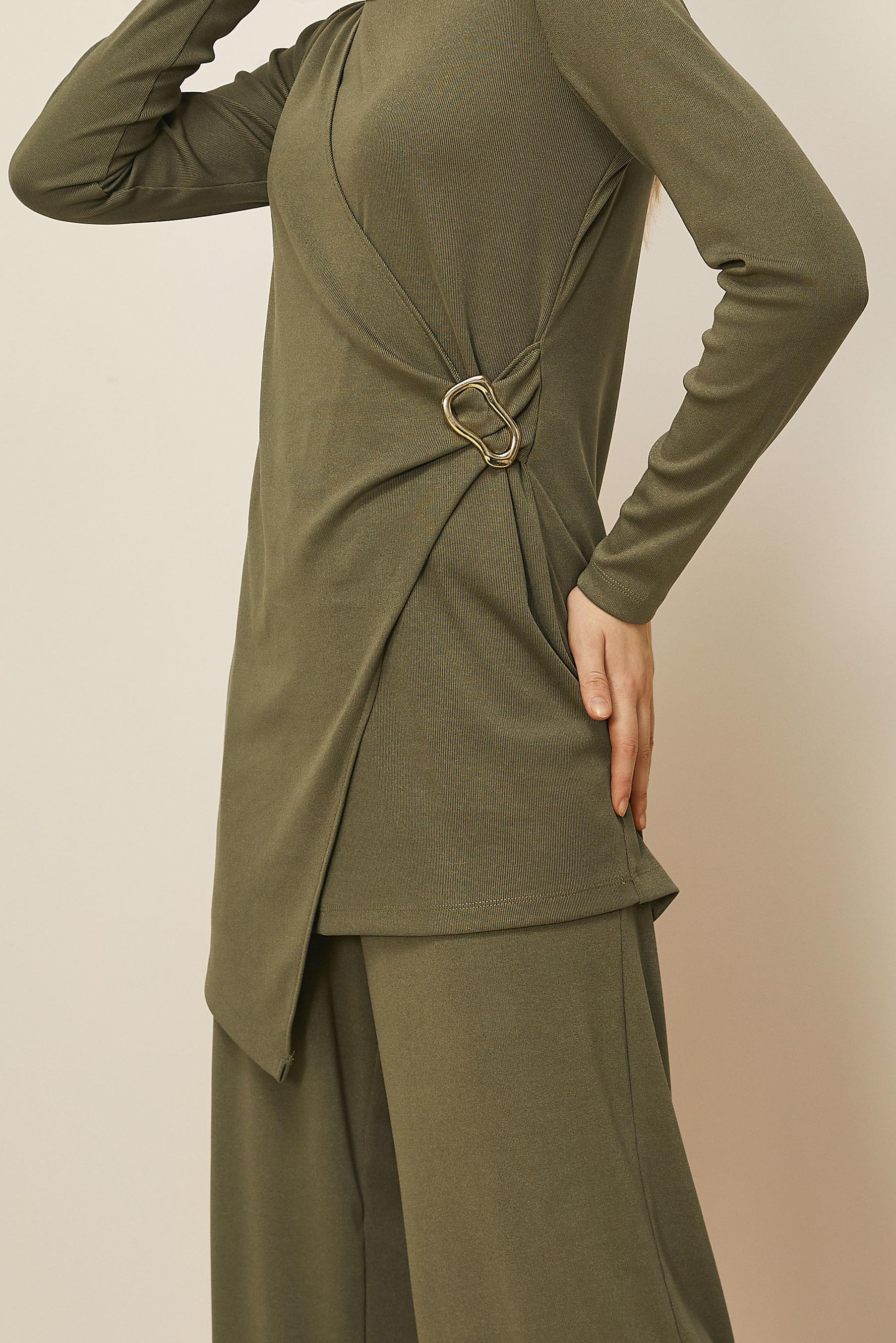 Hijab clothing KHAKI ASYMMETRIC CUT PANTSUIT 46249