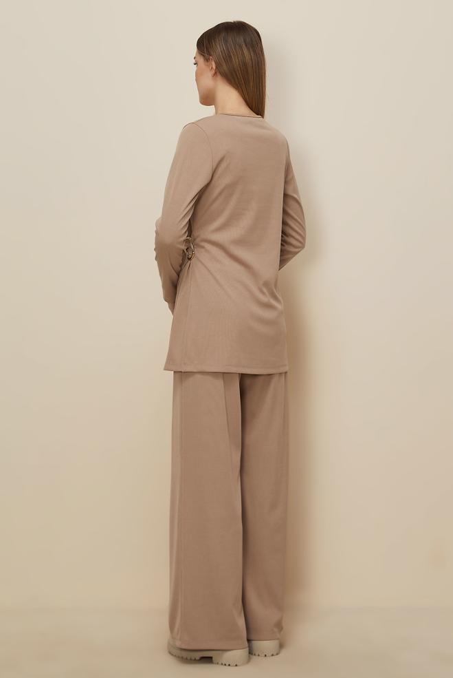 Hijab clothing SAND ASYMMETRIC CUT PANTSUIT 46249 - ALVİNA