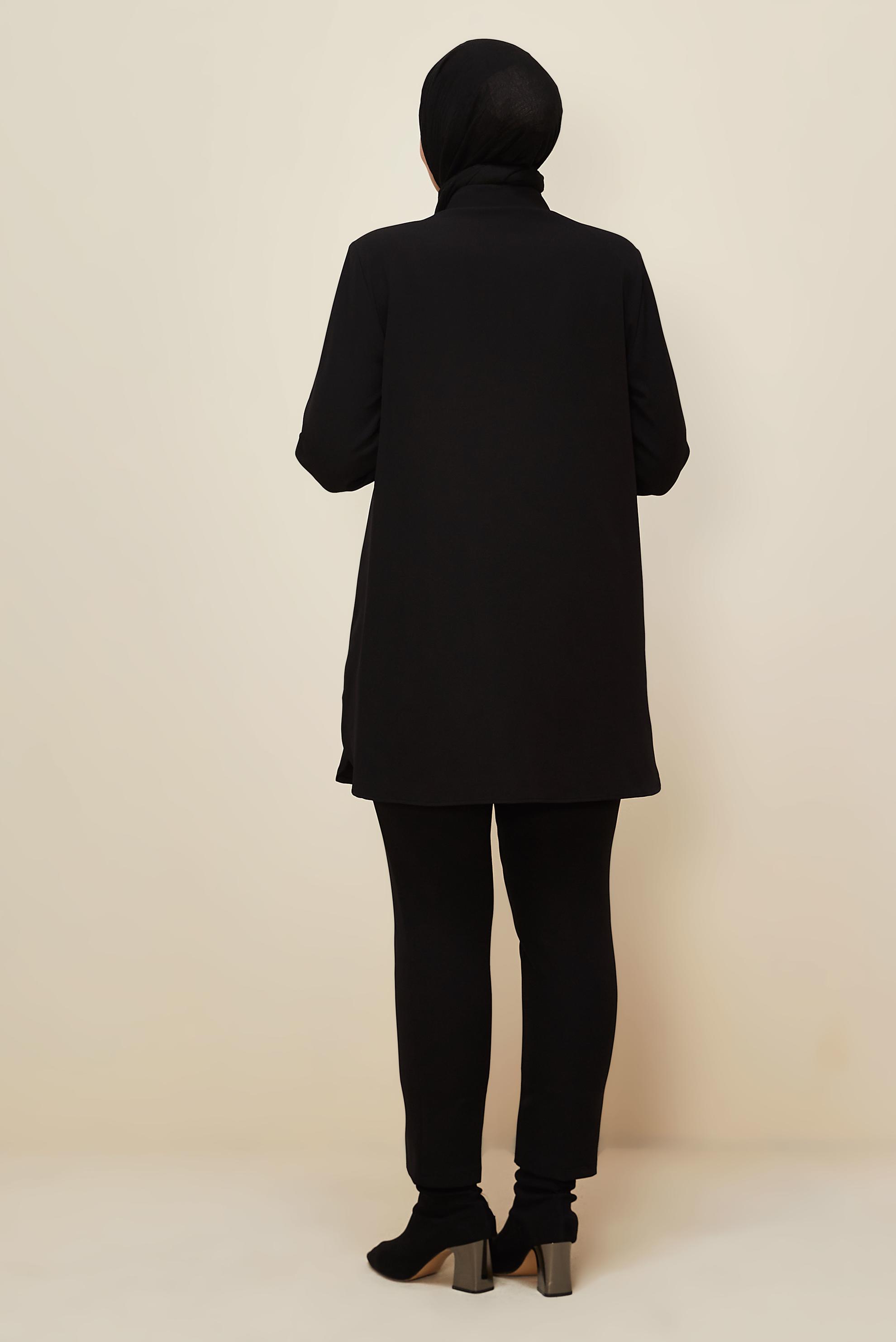 Vêtements hijab NOIR TUNIQUE COL CHEMISE 20862