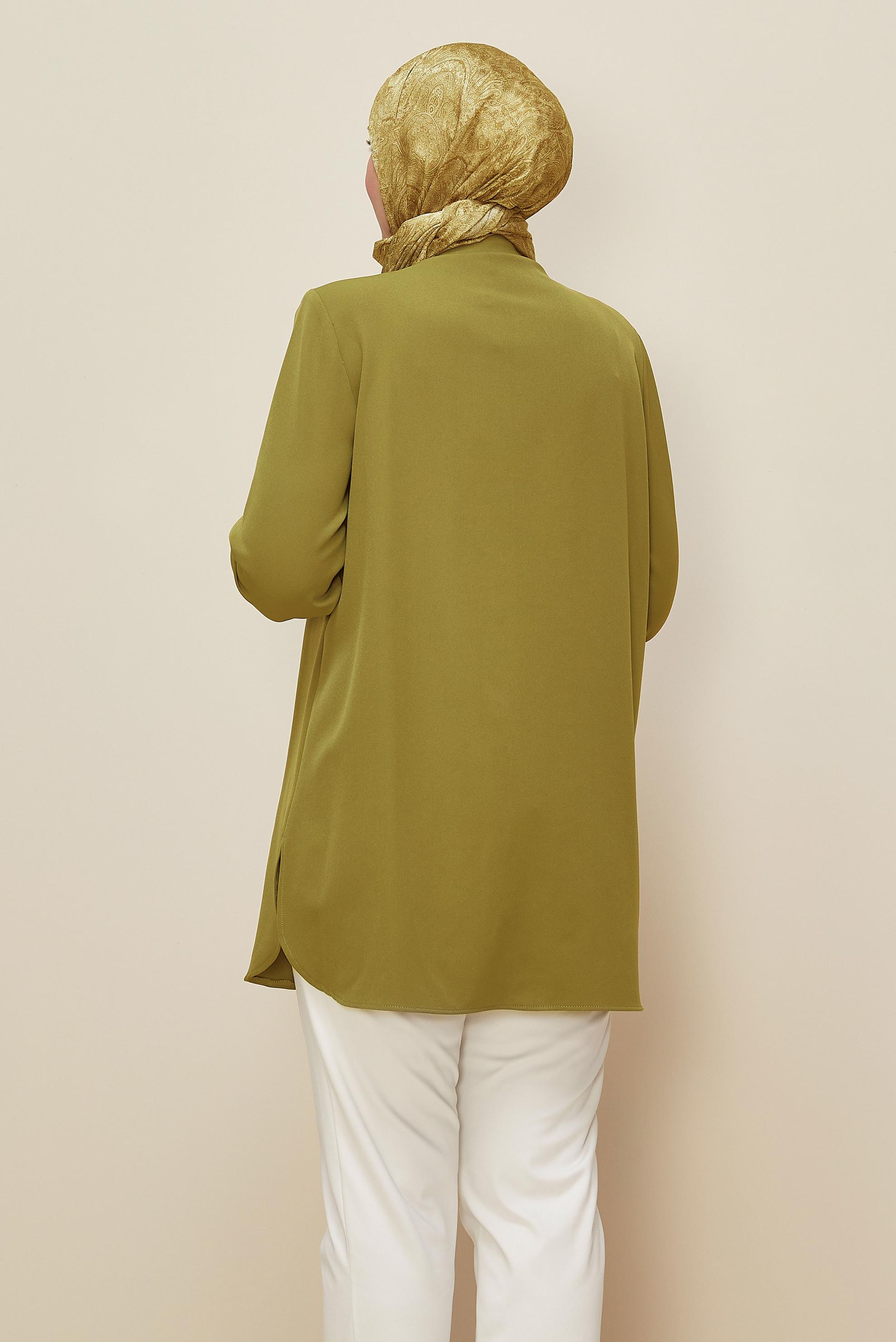 Vêtements hijab VERT TUNIQUE COL CHEMISE 20862