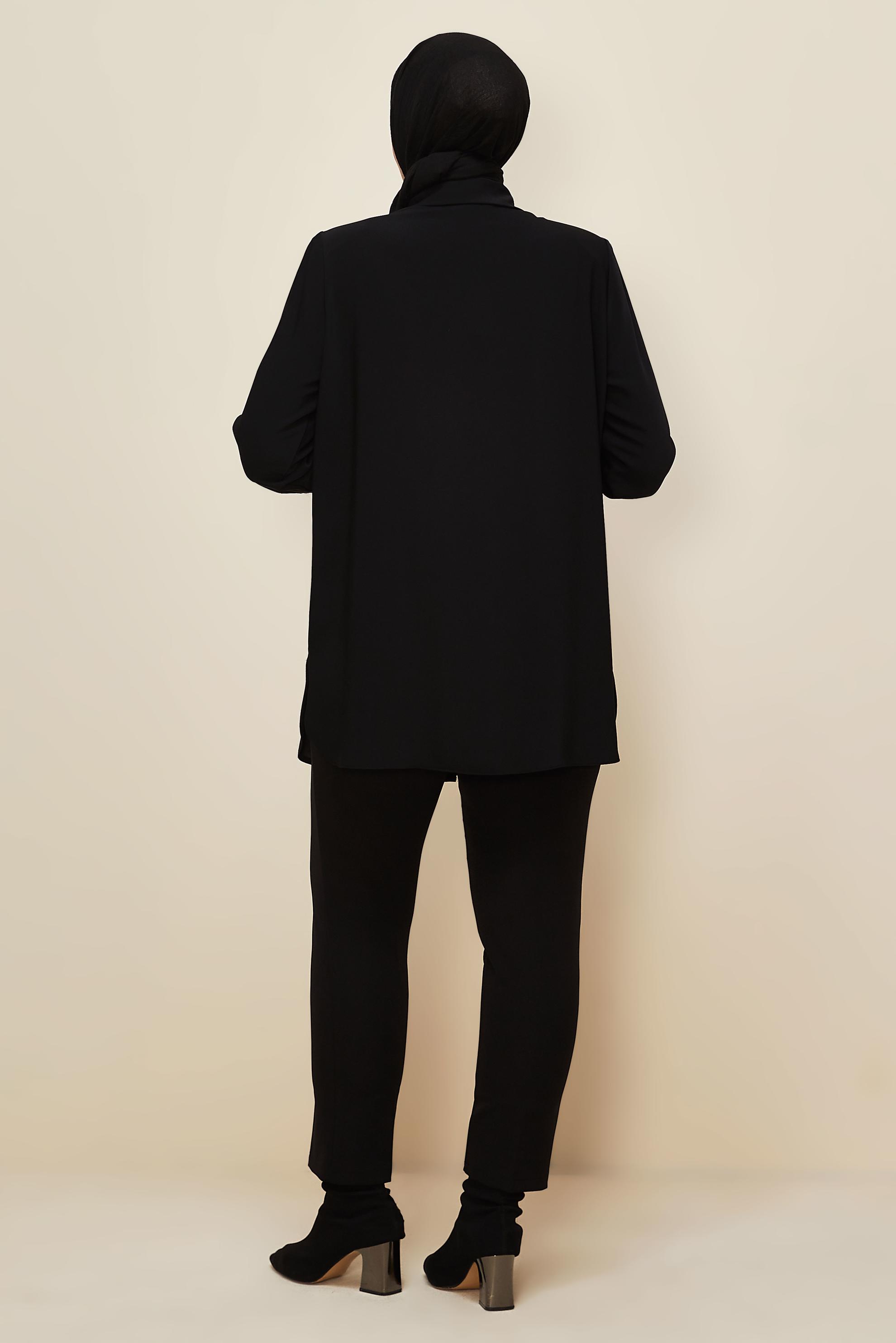 Vêtements hijab NOIR TUNIQUE BRODÉE DE GEMMES 20863