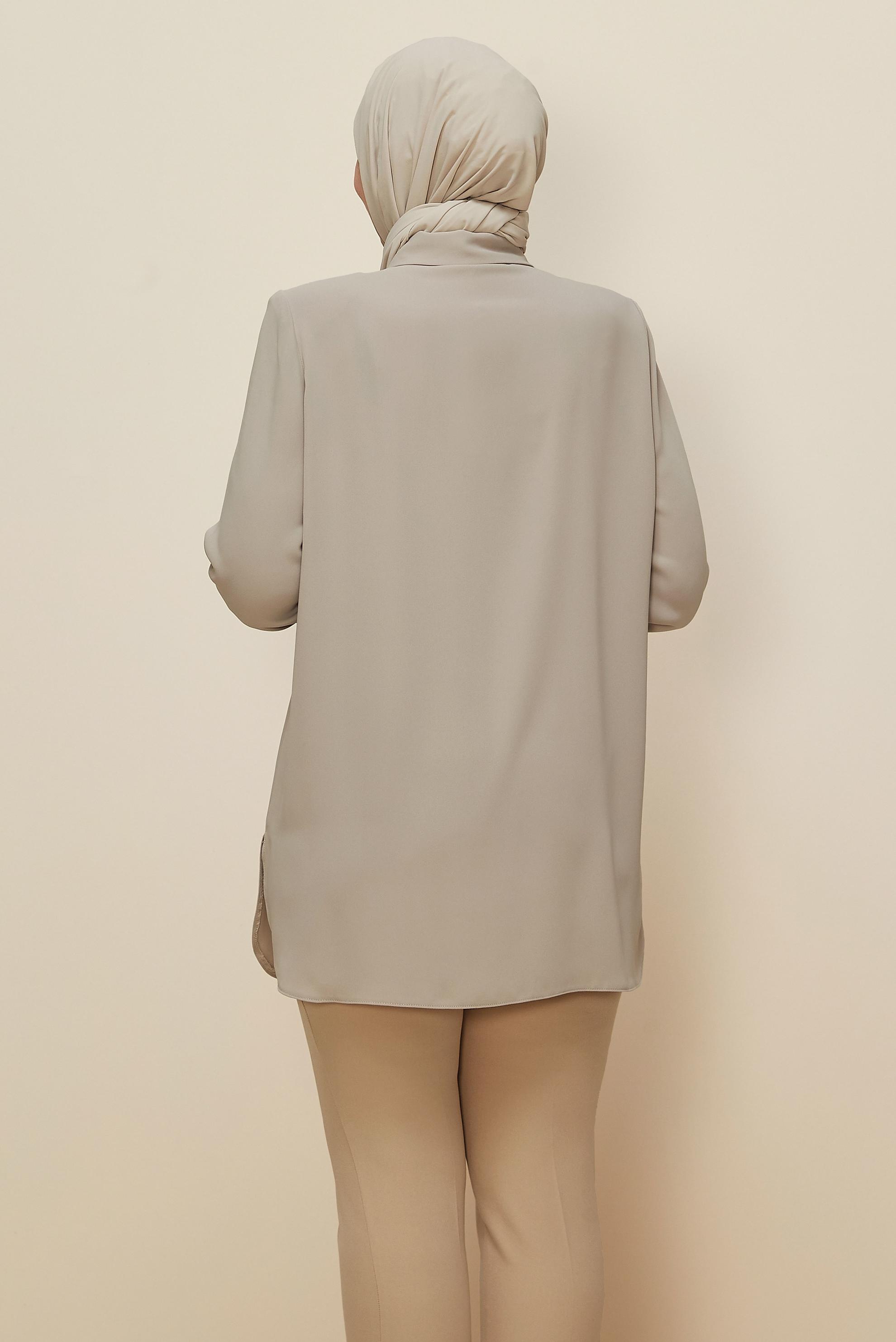 Vêtements hijab SABLE TUNIQUE BRODÉE DE GEMMES 20863