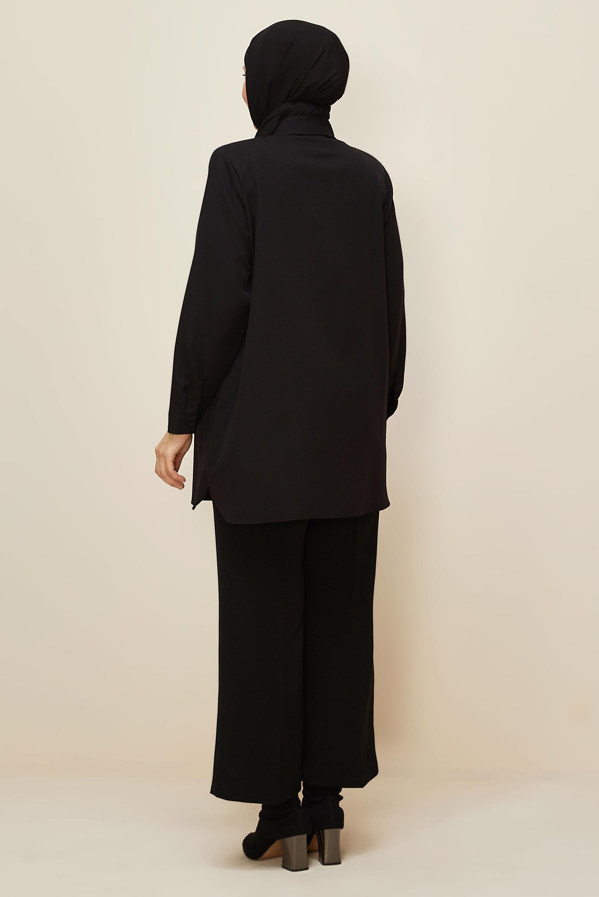 Vêtements hijab NOIR TUNIQUE COL CHEMISE 20864