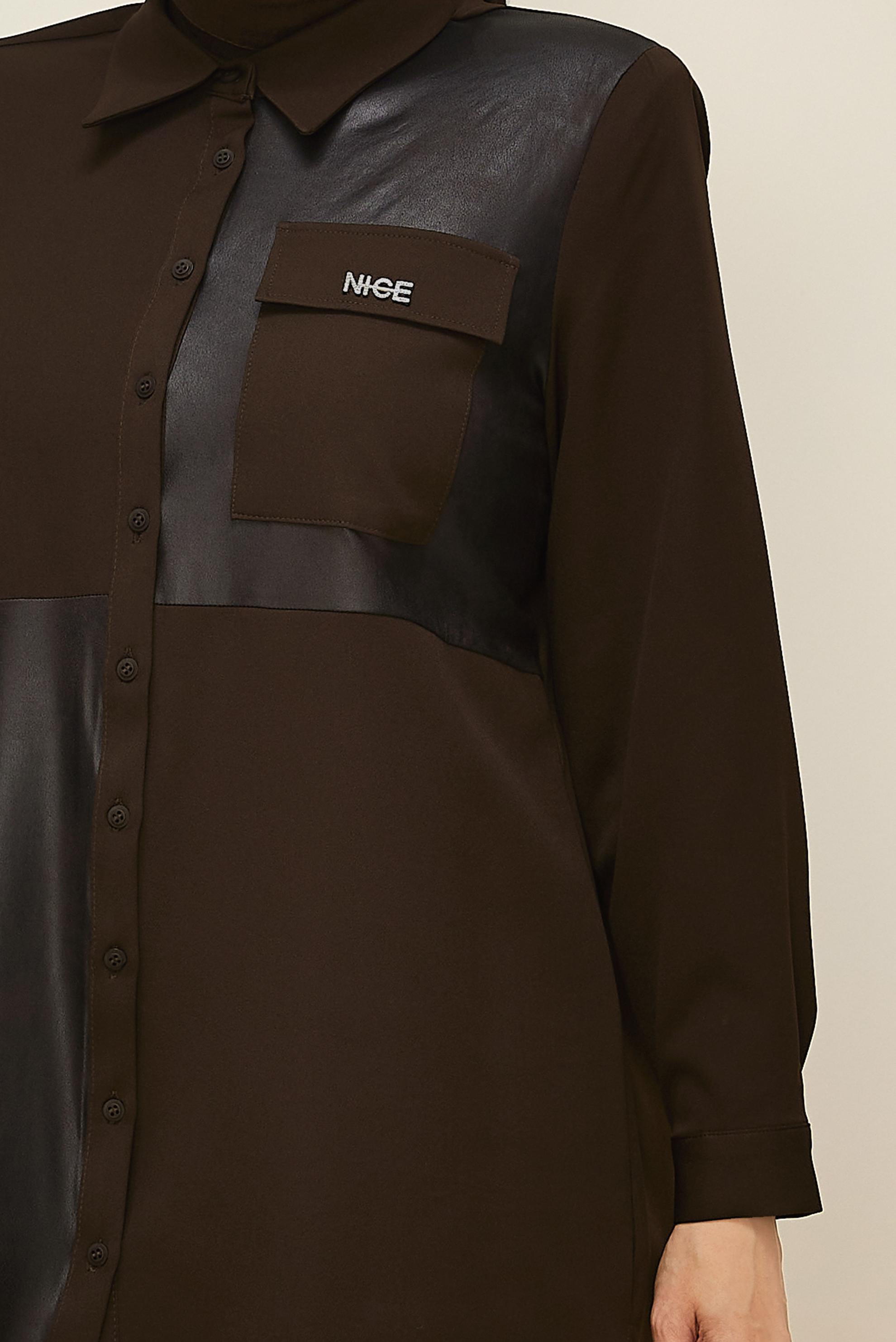 Vêtements hijab BRUN TUNIQUE COL CHEMISE 20864