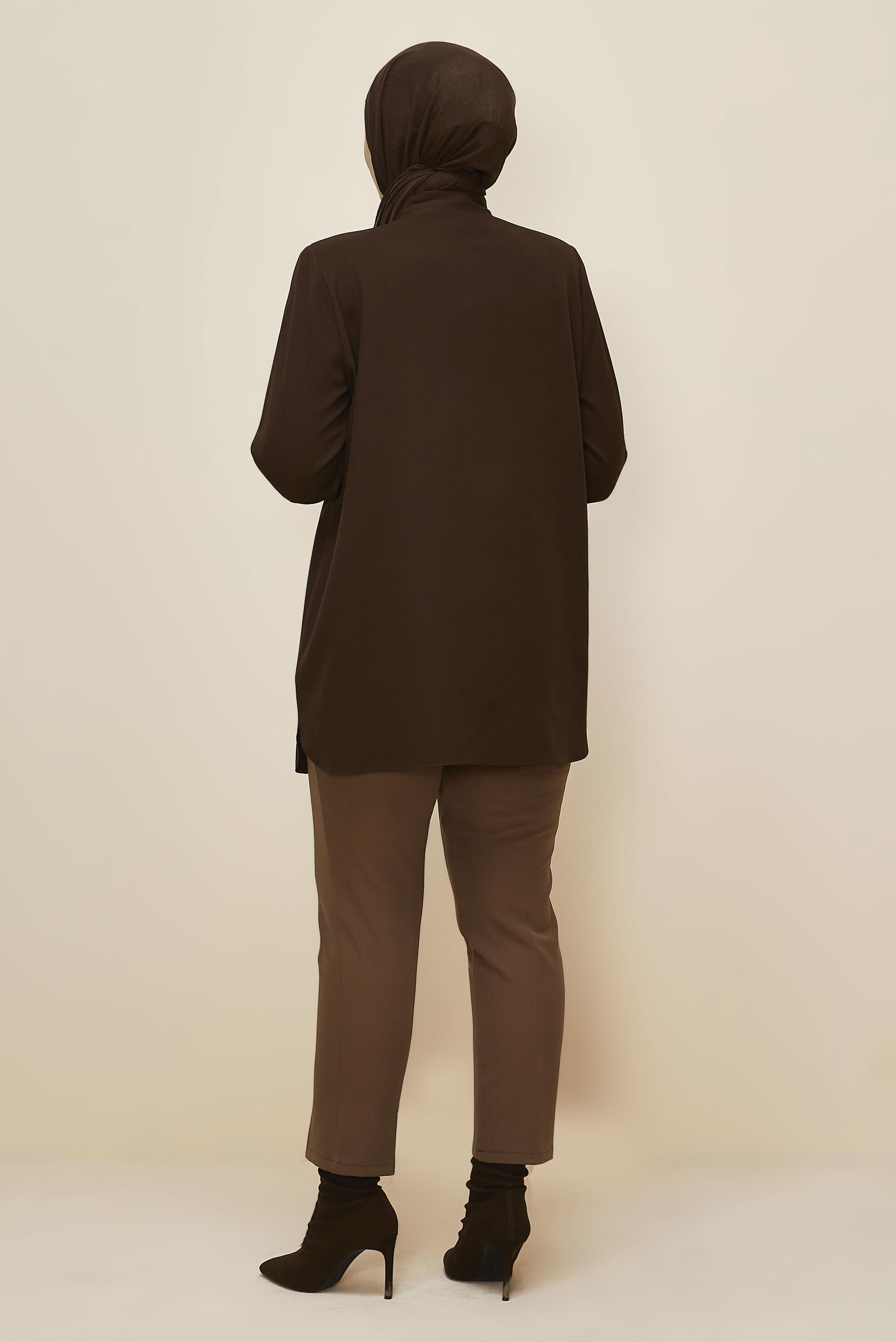 Vêtements hijab BRUN TUNIQUE COL CHEMISE 20864