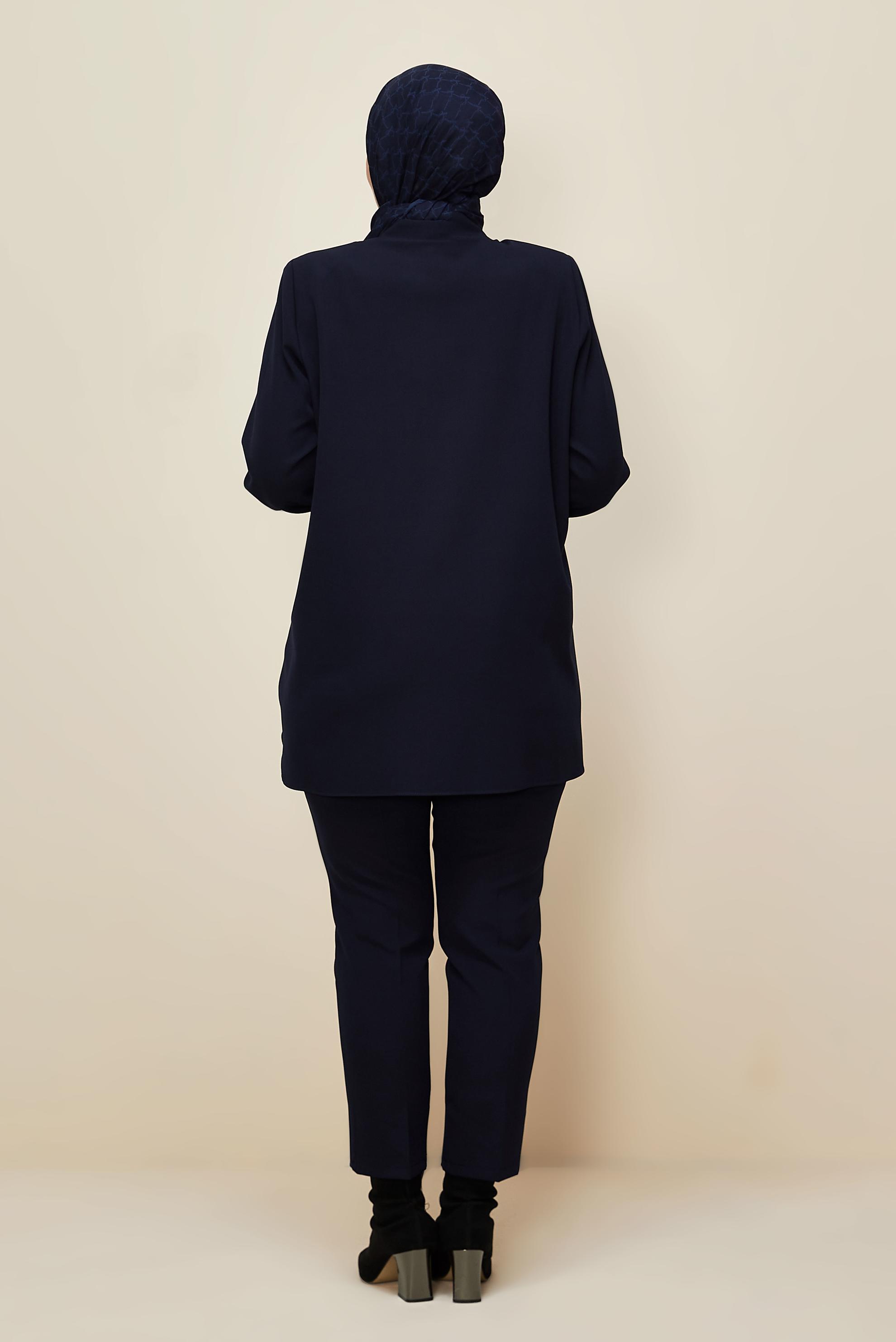 Vêtements hijab BLEU MARINE TUNIQUE COL CHEMISE 20864