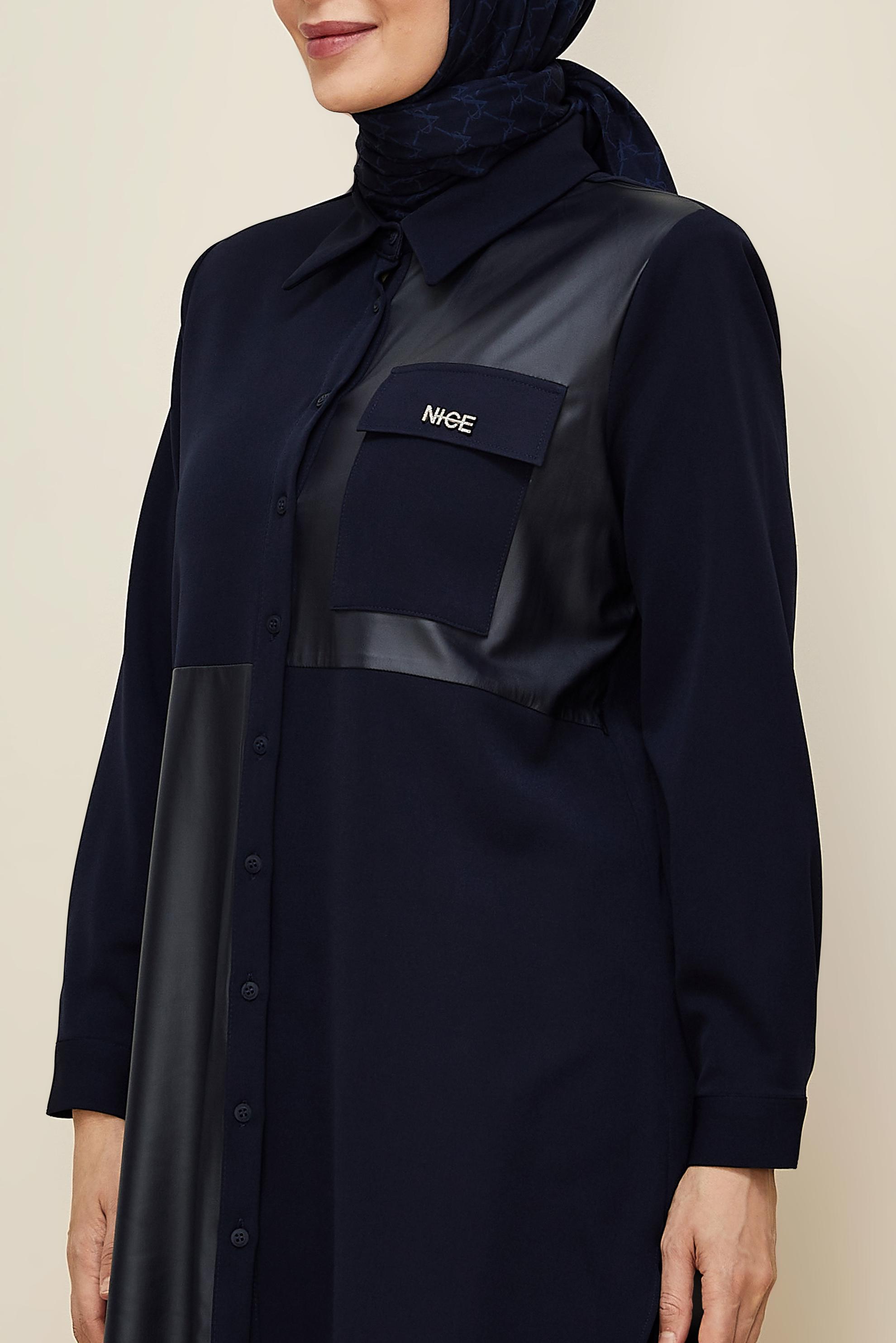 Vêtements hijab BLEU MARINE TUNIQUE COL CHEMISE 20864