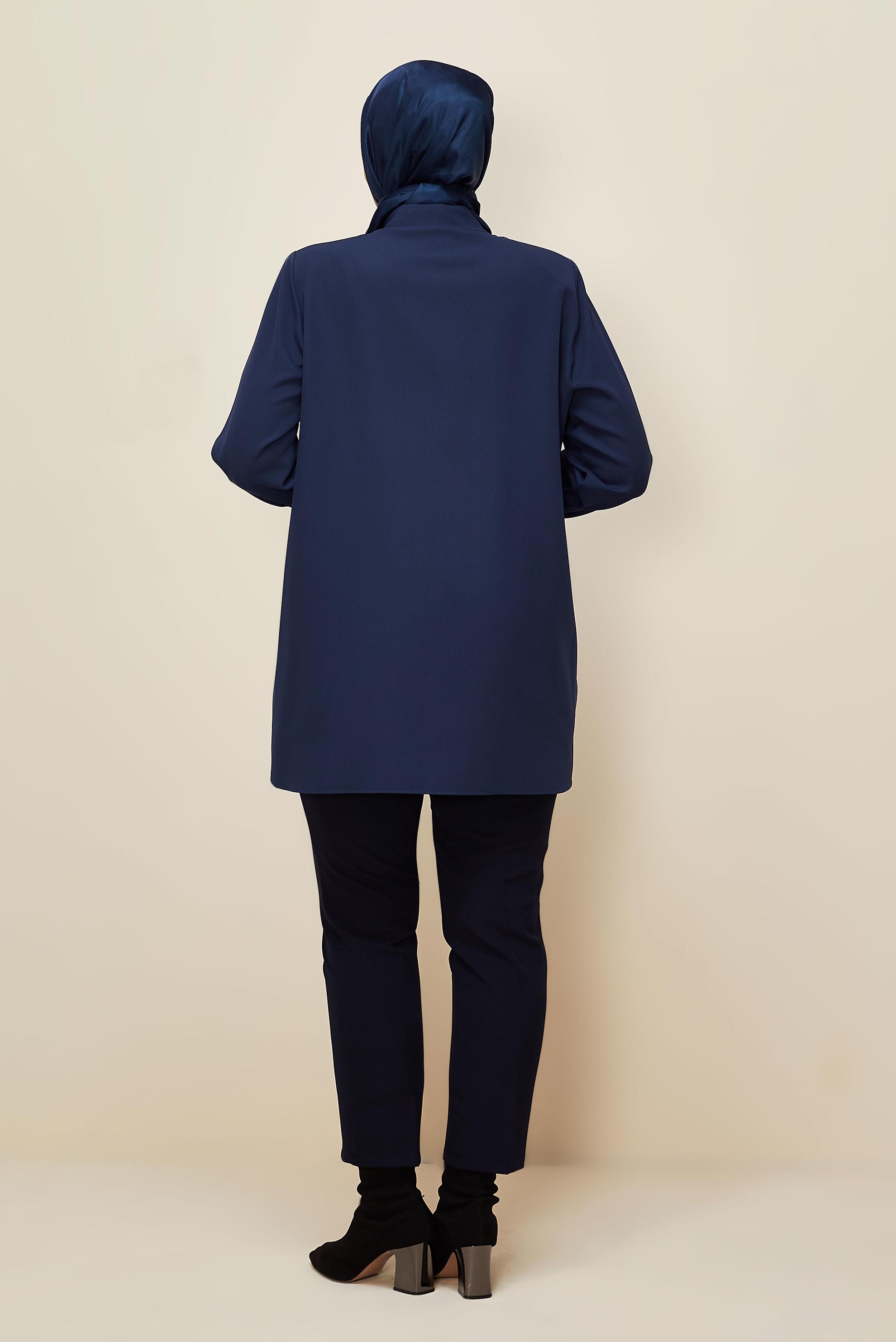 Vêtements hijab BLEU MARINE TUNIQUE COL CHEMISE 20864