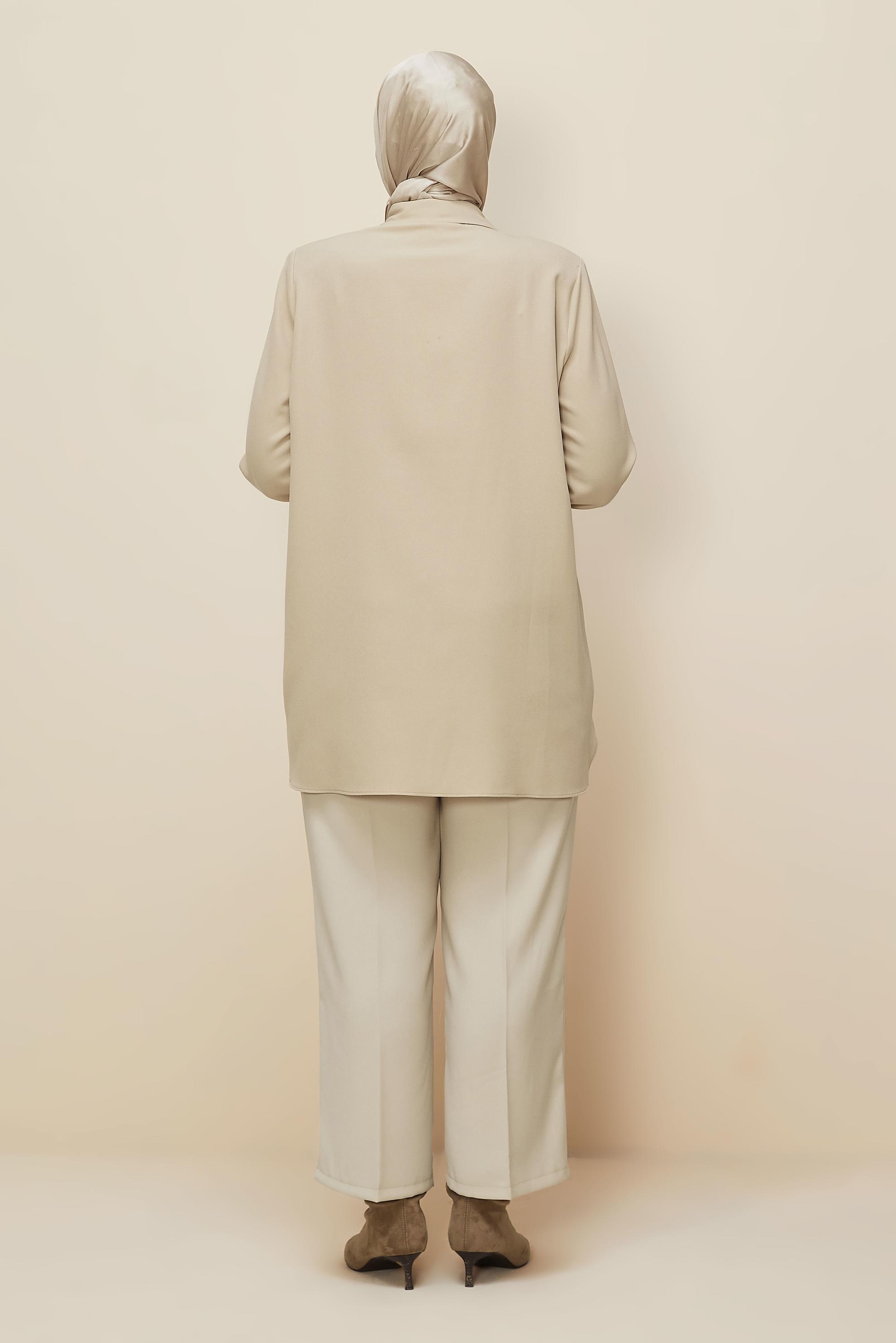 Vêtements hijab BEIGE TUNIQUE COL CHEMISE 20864